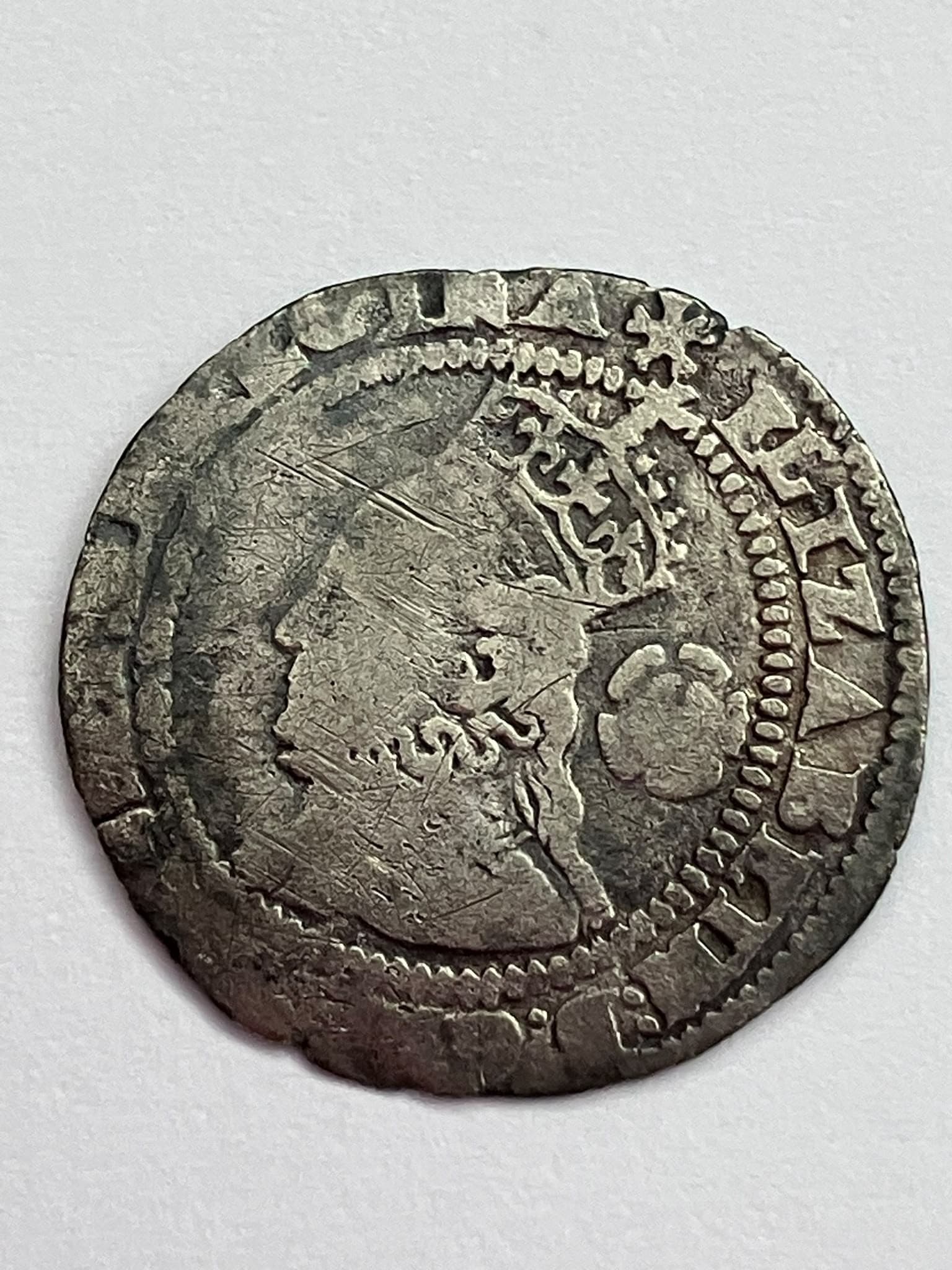 1574 ELIZABETH I SILVER THREE PENCE COIN. Decent Portrait with Tudor Rose .Tower Mint London. Please see pictures.