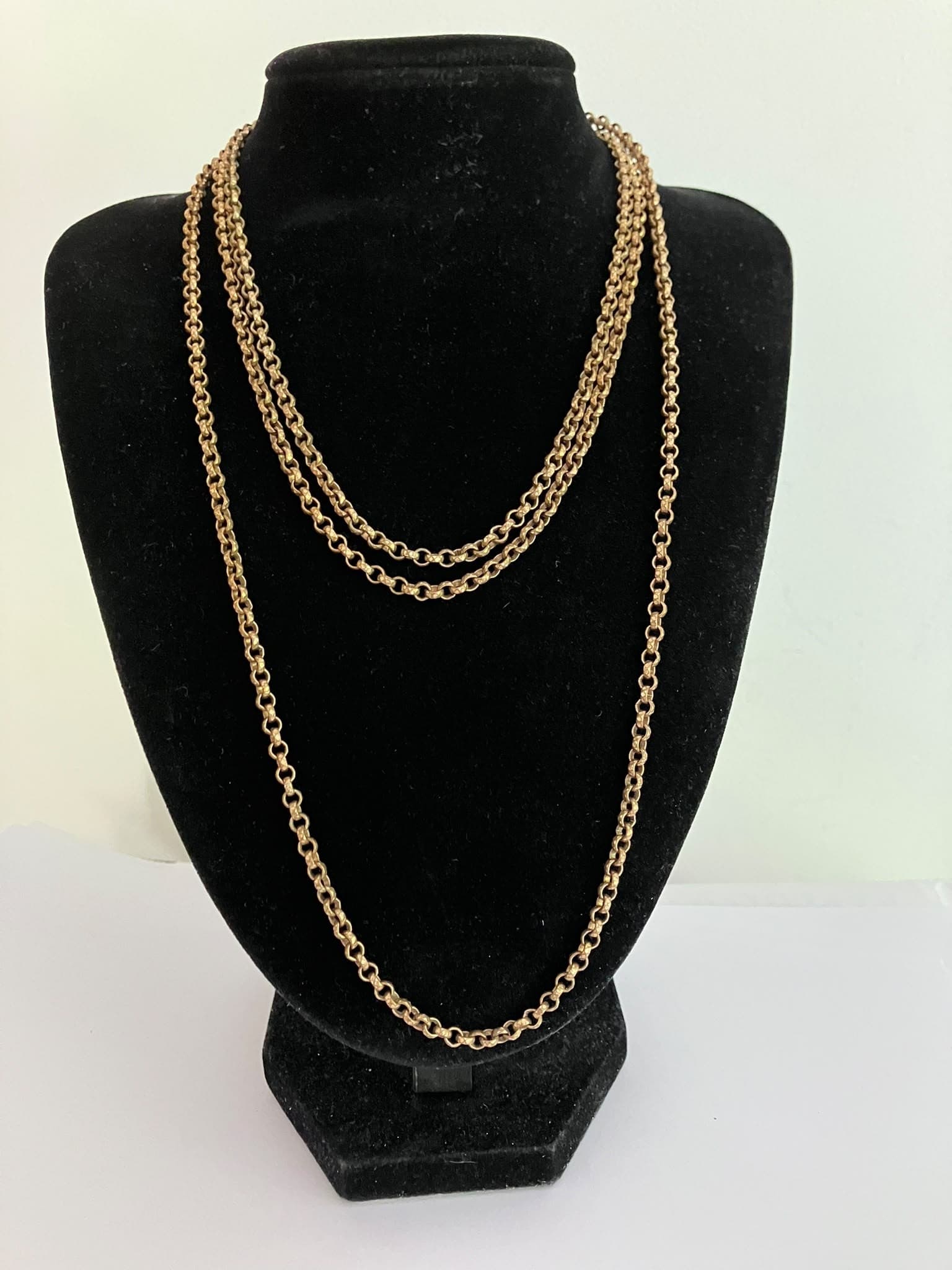 Antique Rolled GOLD ‘GUARD CHAIN’. Extremely long at 4 ft 6” (132 cm).