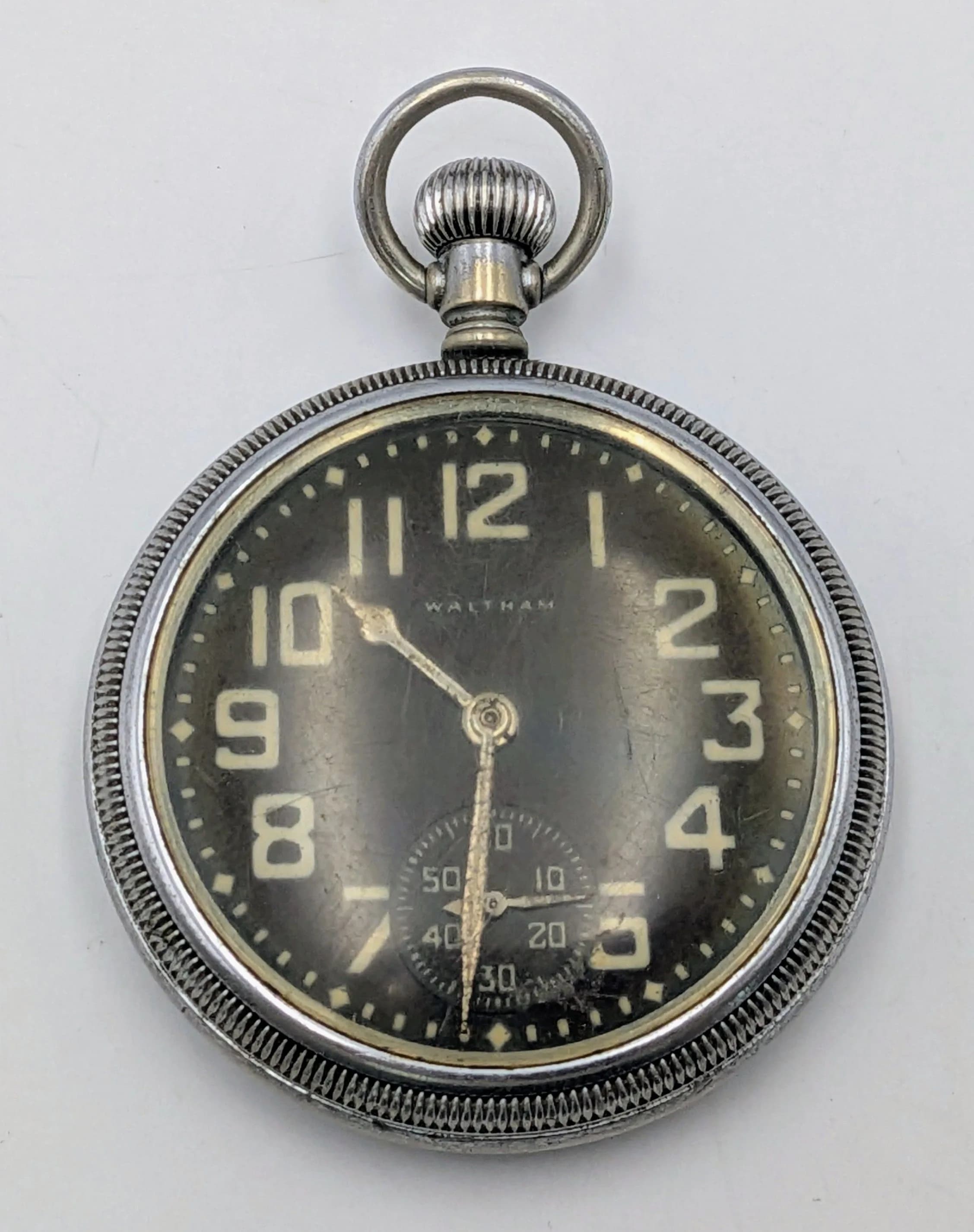 WW2 US Waltham Military Pocket Watch. Working. The serial numbers date it around 1942.