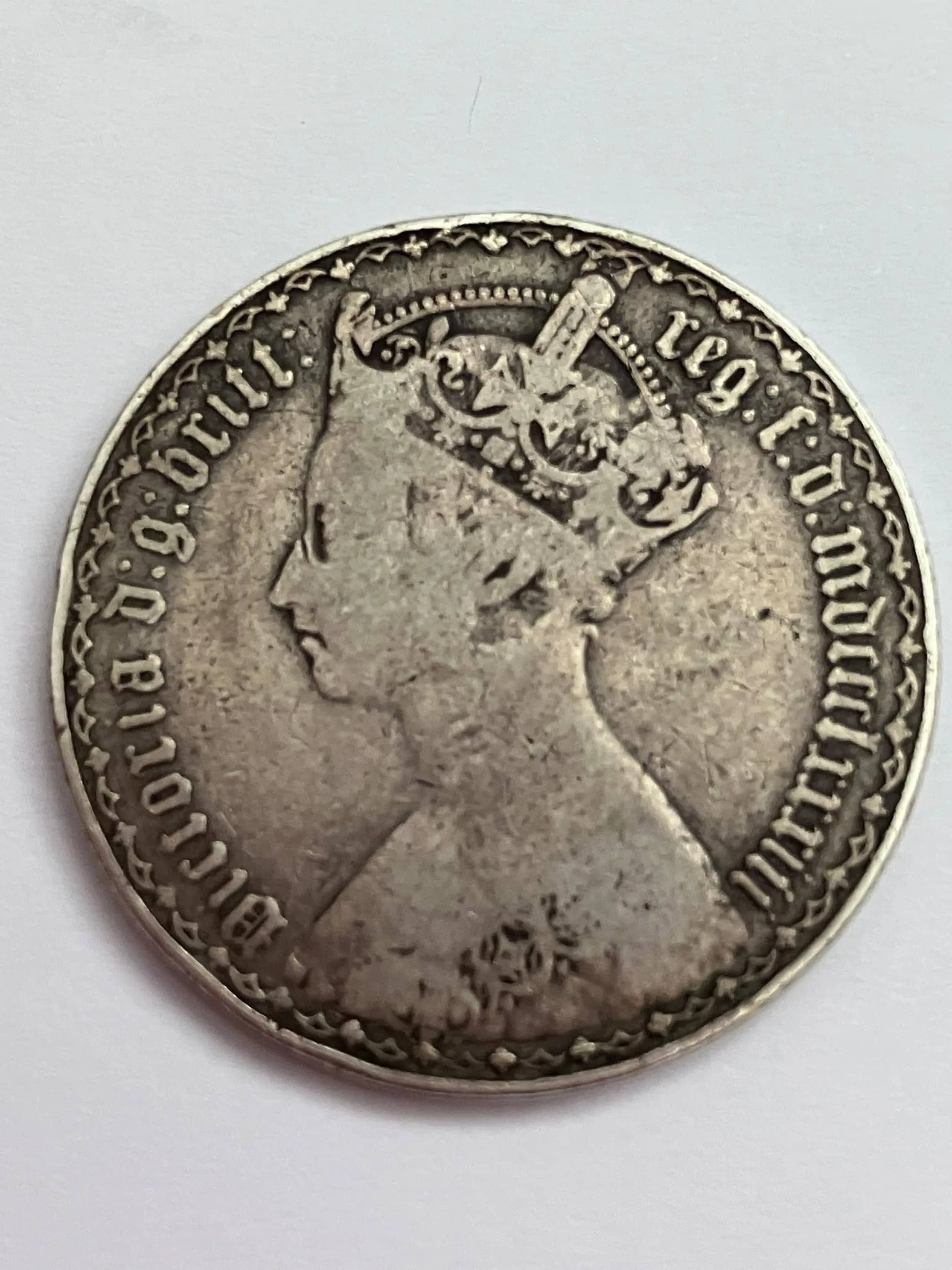 1883 GOTHIC SILVER FLORIN coin. Fine Condition. Please see pictures.