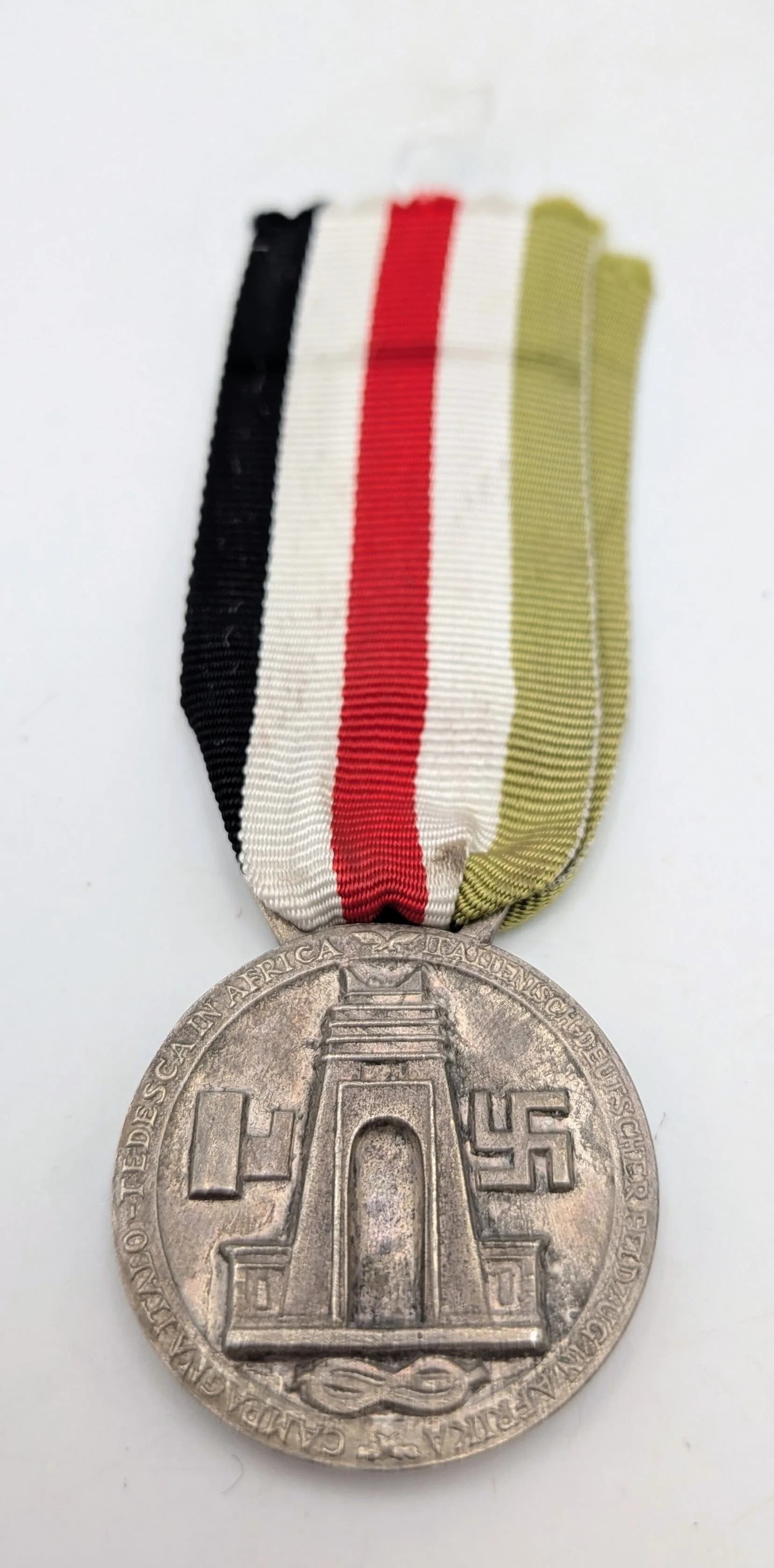 1943 Issue Silver Plated Zinc Alloy Italian-German Africa Campaign Medal.