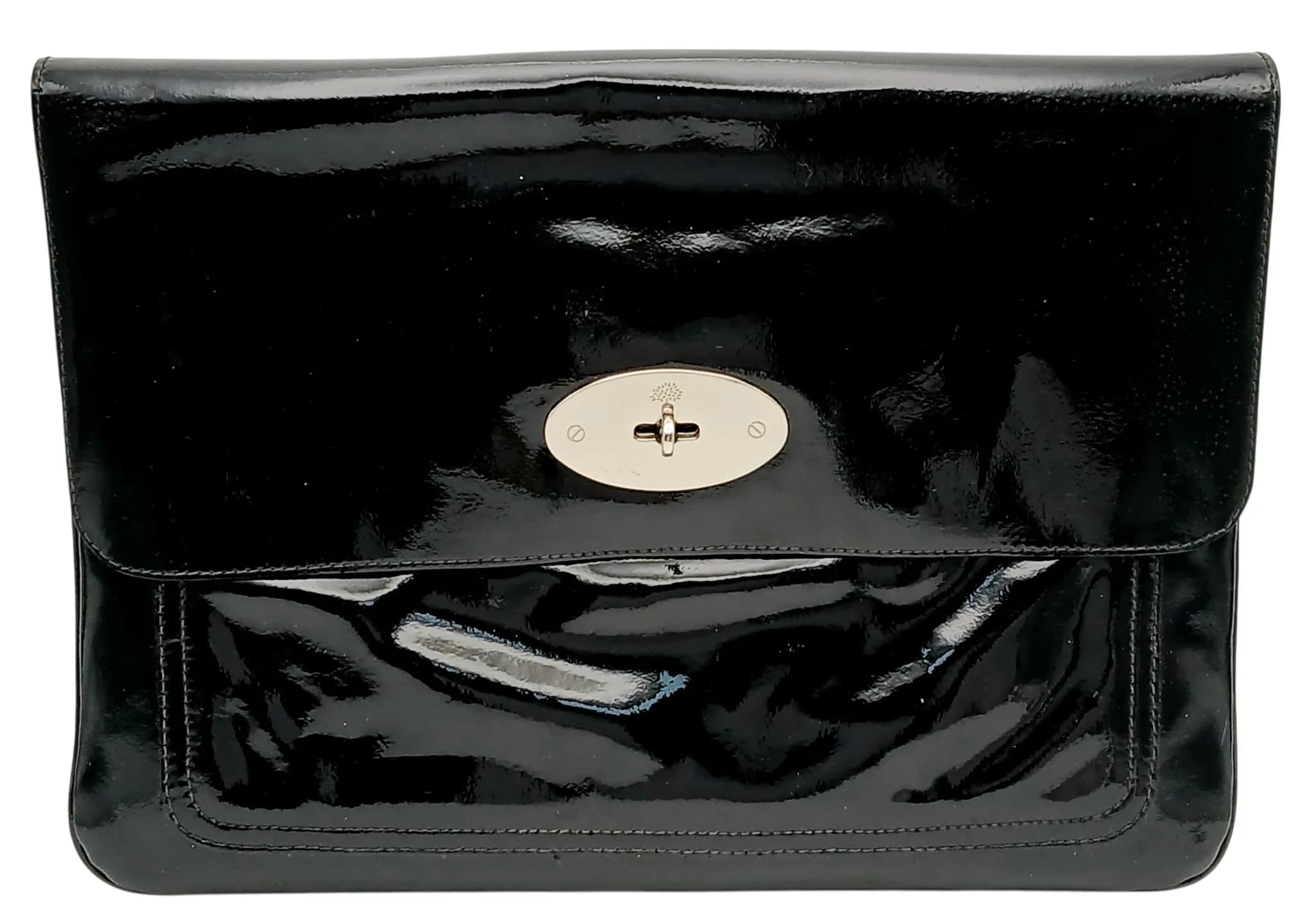 A Mulberry Black Textile Document Case. Black textile exterior with silver-toned hardware, front slip pocket and twist lock closure. Black textile interior with one main compartment. Approx 37cm length x 26cm height. Some stains, scratches and signs of wear to the exterior and interior. Please see photos or request a condition report. Ref: 28724.
