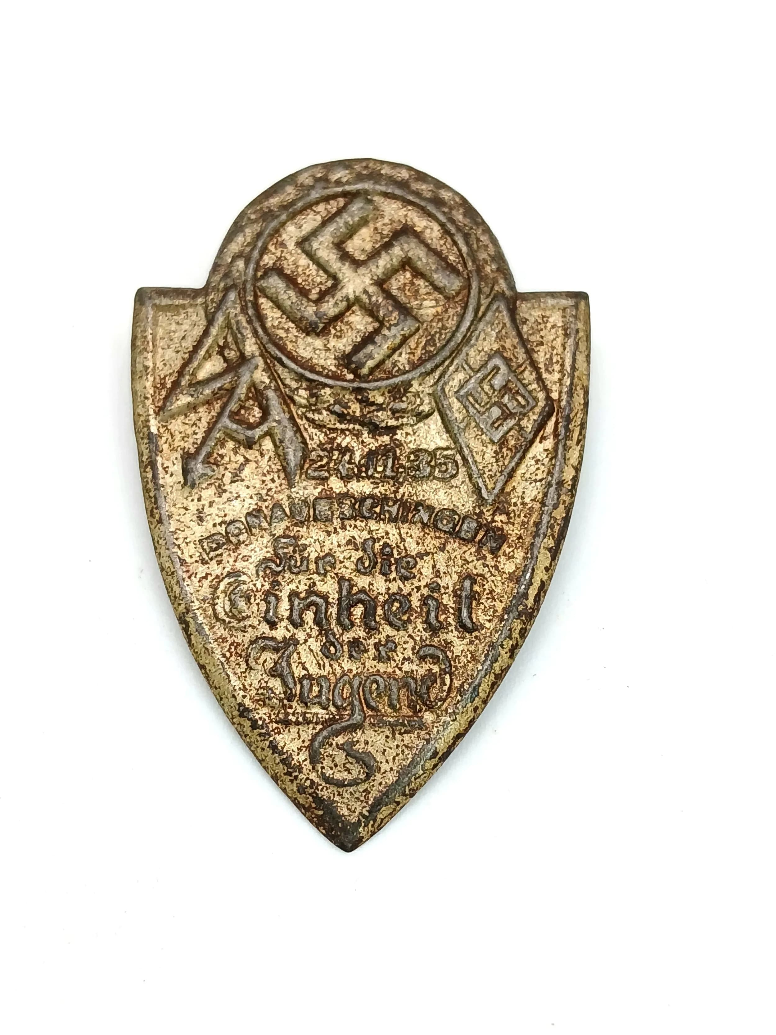 1935 Bund Deutscher Mädel (Medal). League of German Girls Female Hitler Youth 'Unity of Youth' day held in Donaueschingen.