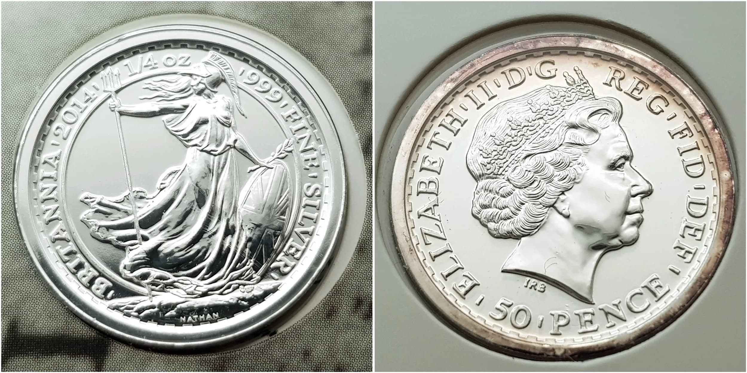 A Mint Sealed Condition ‘SS Gairsoppa Britannia 2014 Dated Quarter Ounce Britannia Fine Silver Coin. The SS Gairsoppa was torpedoed by a German U Boat in WW2 1941 carrying Silver bound for the Royal Mint. The silver being later recovered and delivered to the Royal Mint and struck into coins. 999Silver 7.86 grams.
