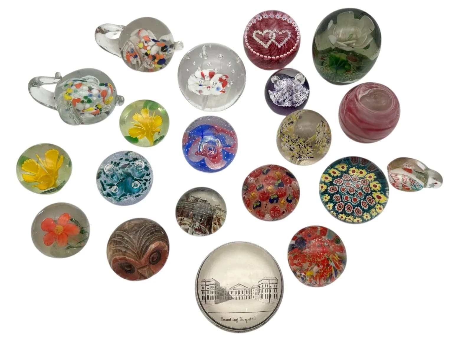 An Eclectic Mix of 20 Vintage Paperweights.