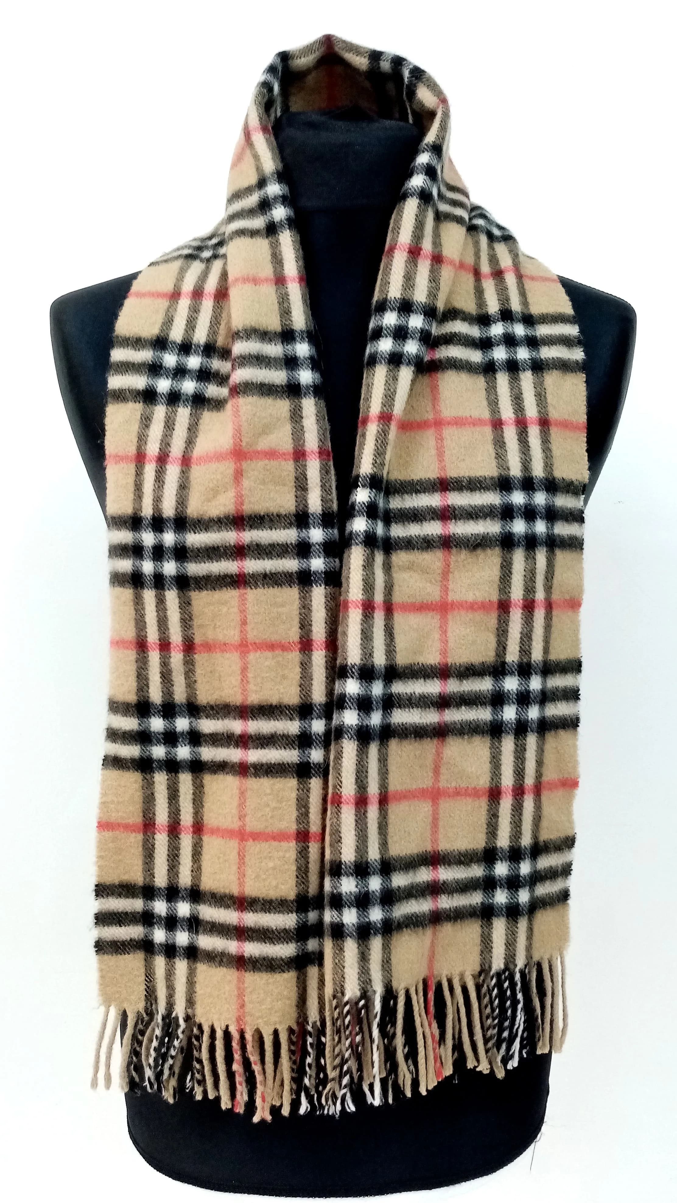 A Classic Vintage Burberry Cashmere Scarf. 125 x 32cm.