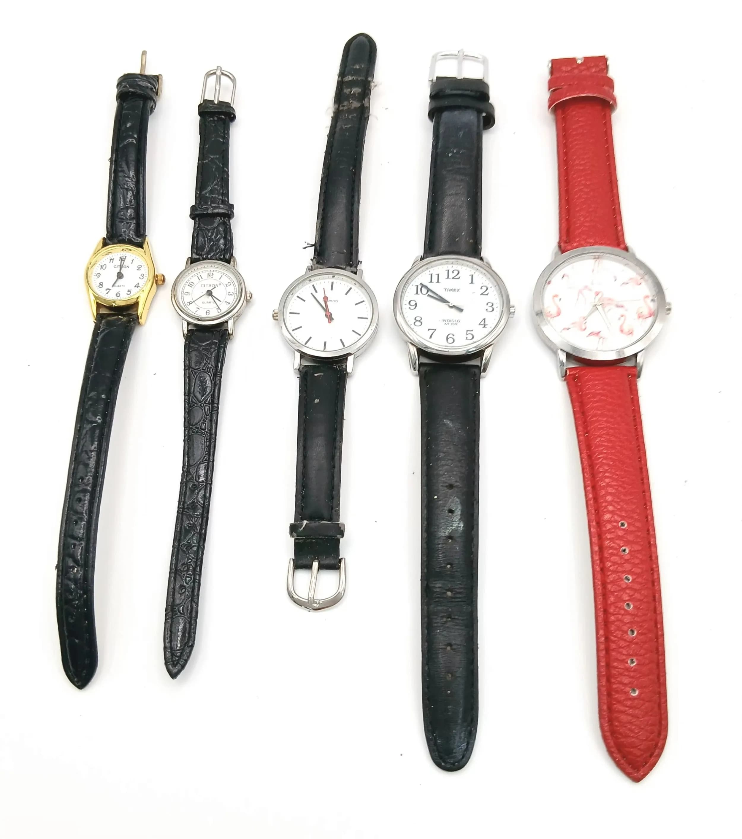 A Collection of Five Ladies and Gents Quartz Watches. All having new batteries recently fitted and in working order.