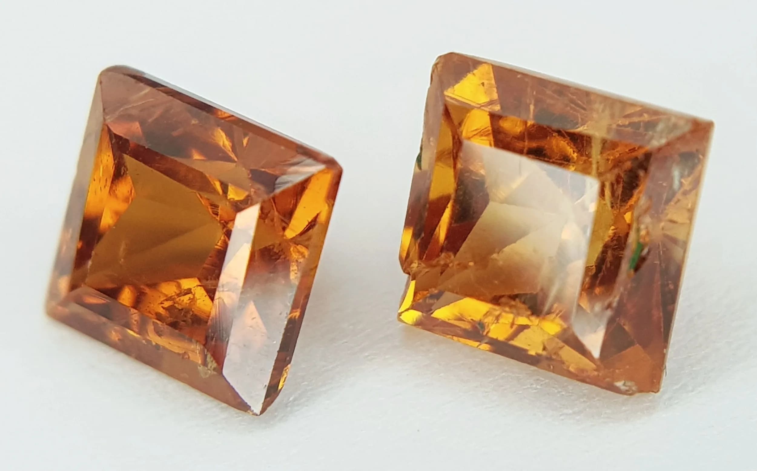 A Pair Of, Square Cut, Cinnamon, Hessonite Garnets. 3.38Ctw. Mgb22 / 5