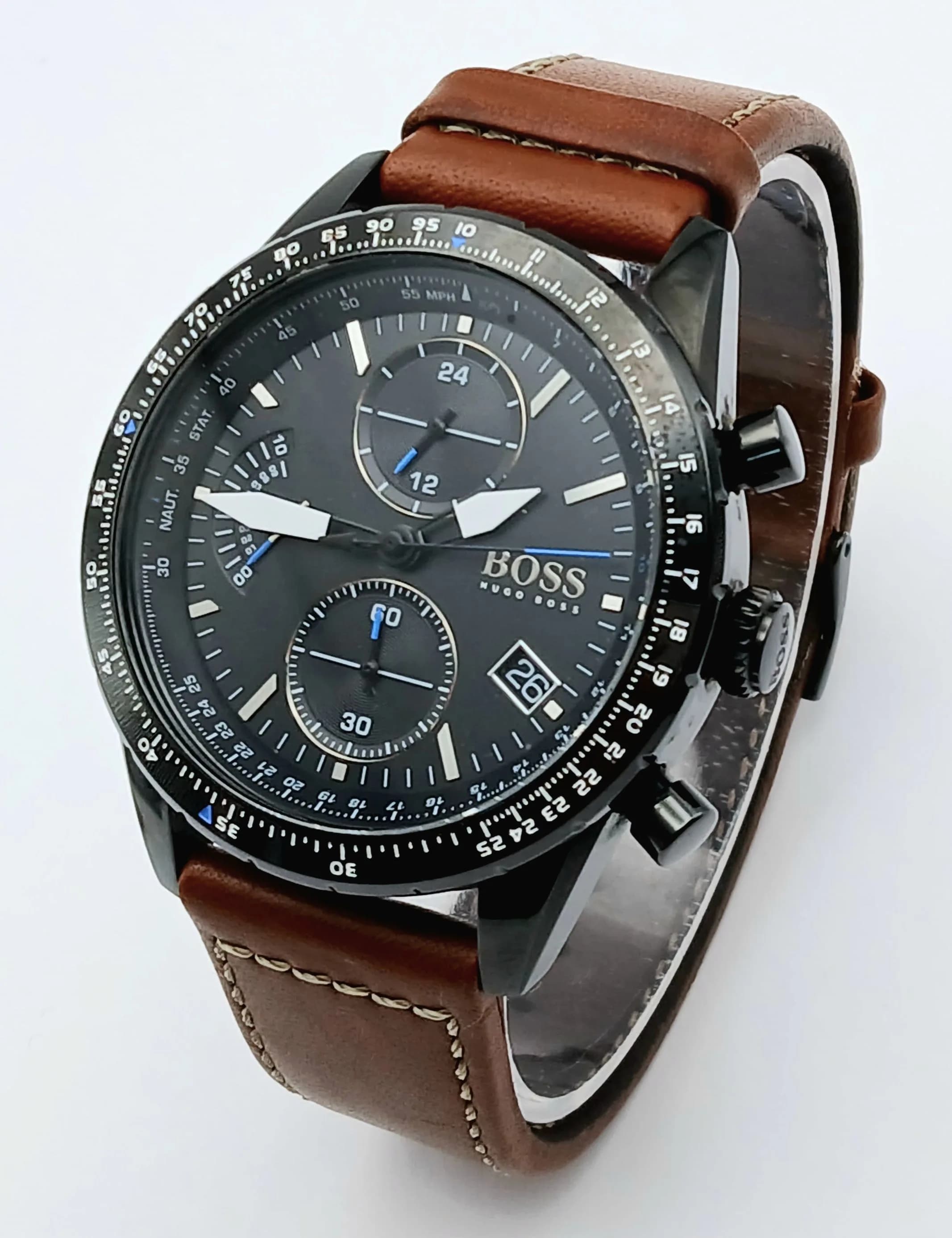 A Men’s Hugo Boss Quartz Date Watch-44mm Case. Battery replaced June 2026