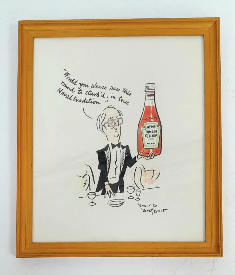 A David Langdon (Punch, The New Yorker) Naval Cartoon - Used for the menu cover of Harewood Downs golf club dinner in 1980. In frame - 28cm x 34cm.