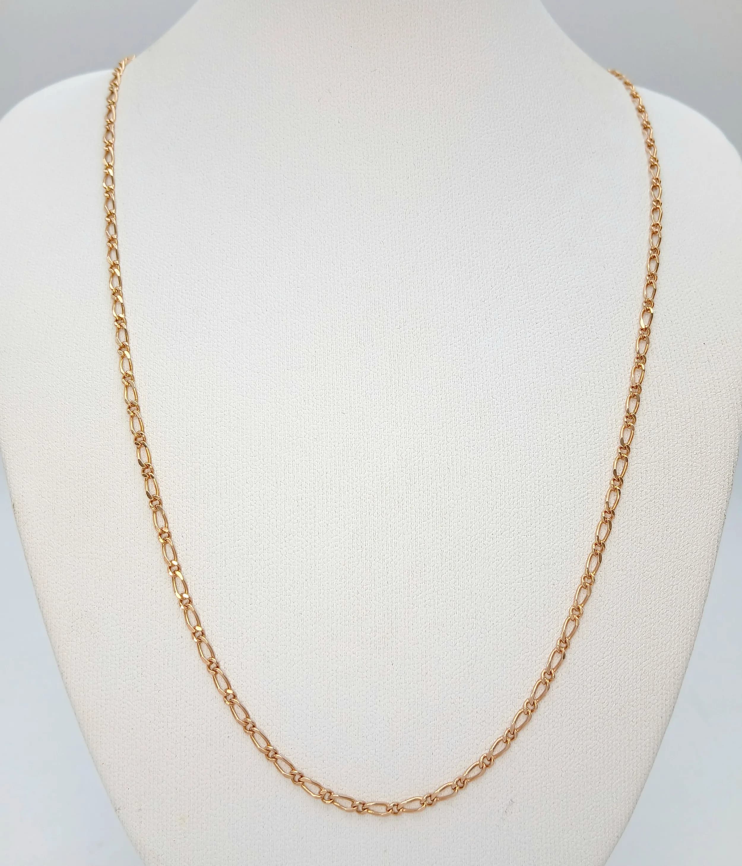 A 14k yellow gold fancy link chain necklace, 5.3g total weight, total length 20 inches .