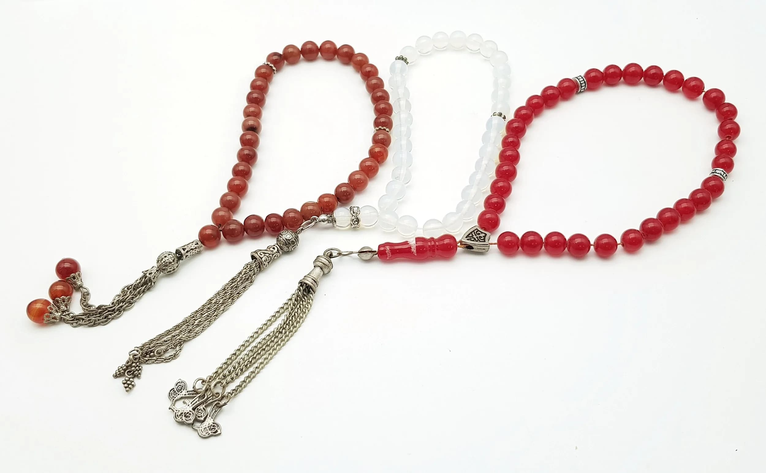 Three Semi-Precious Gemstone Prayer Bead Bracelets. 8mm beads.