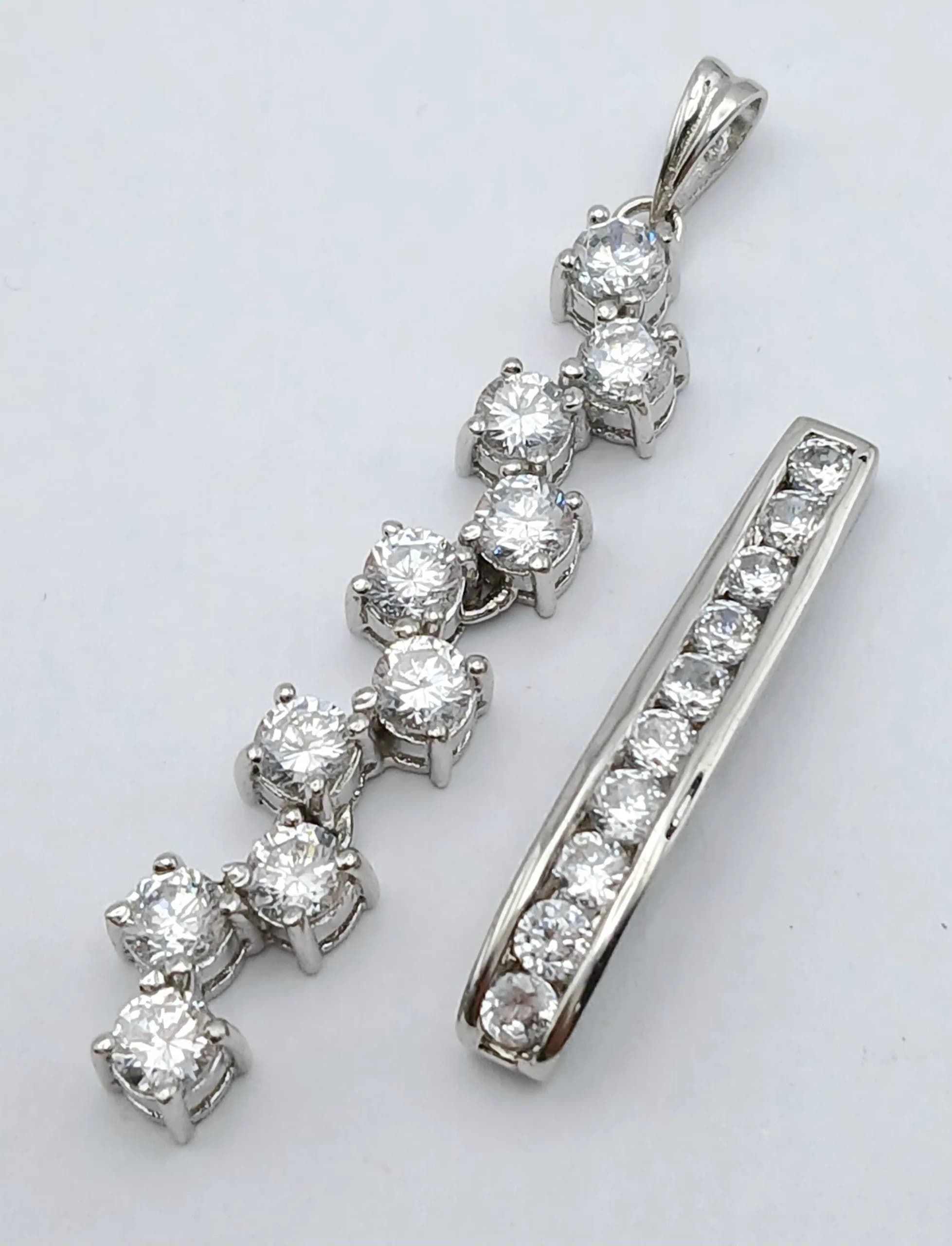 A Couple Of Sterling Silver, Stone Set, Drop Pendants. 5G. Trev Sil 4005