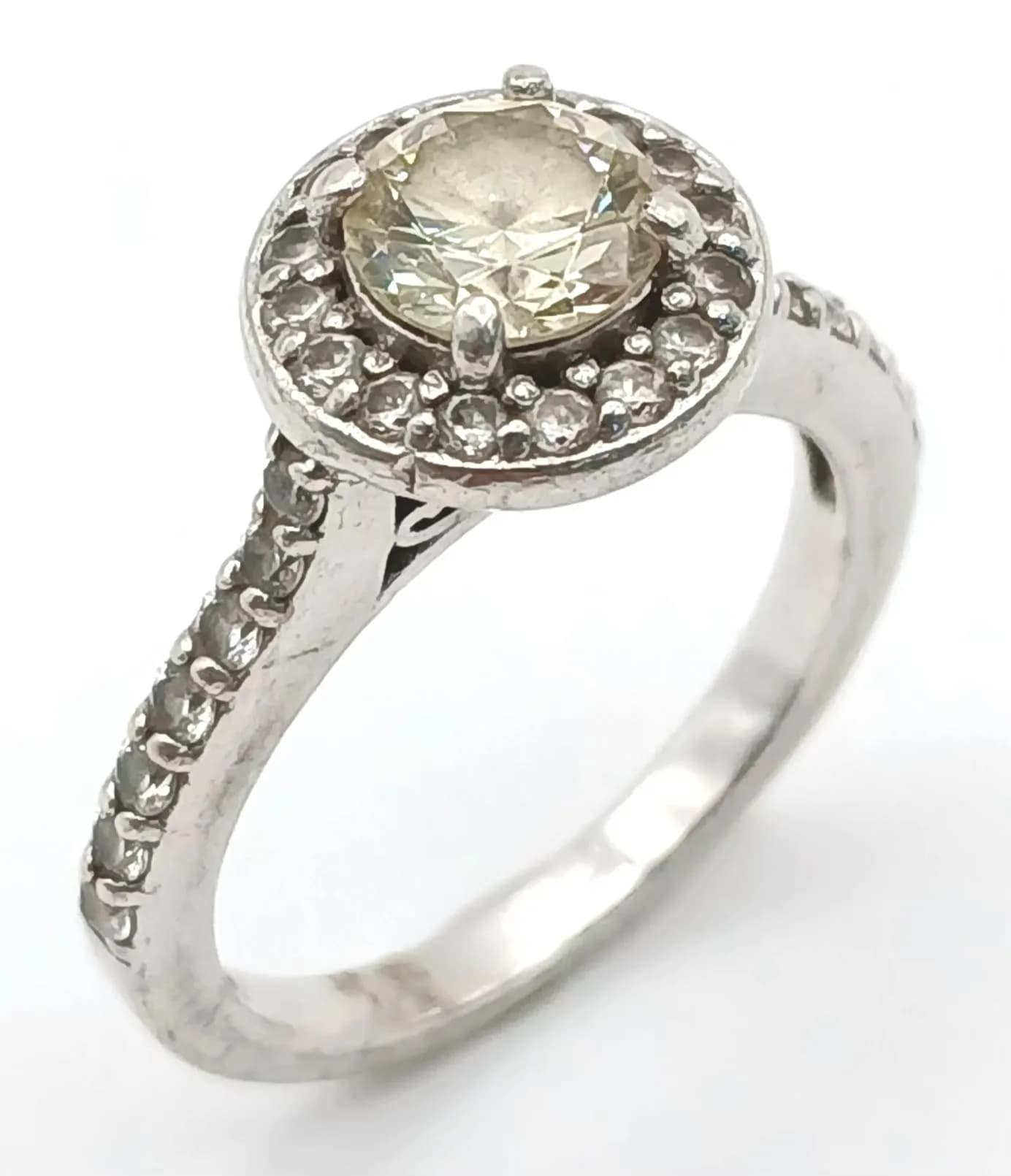 A Silver CZ Dress Ring. Size N. 4.1g.