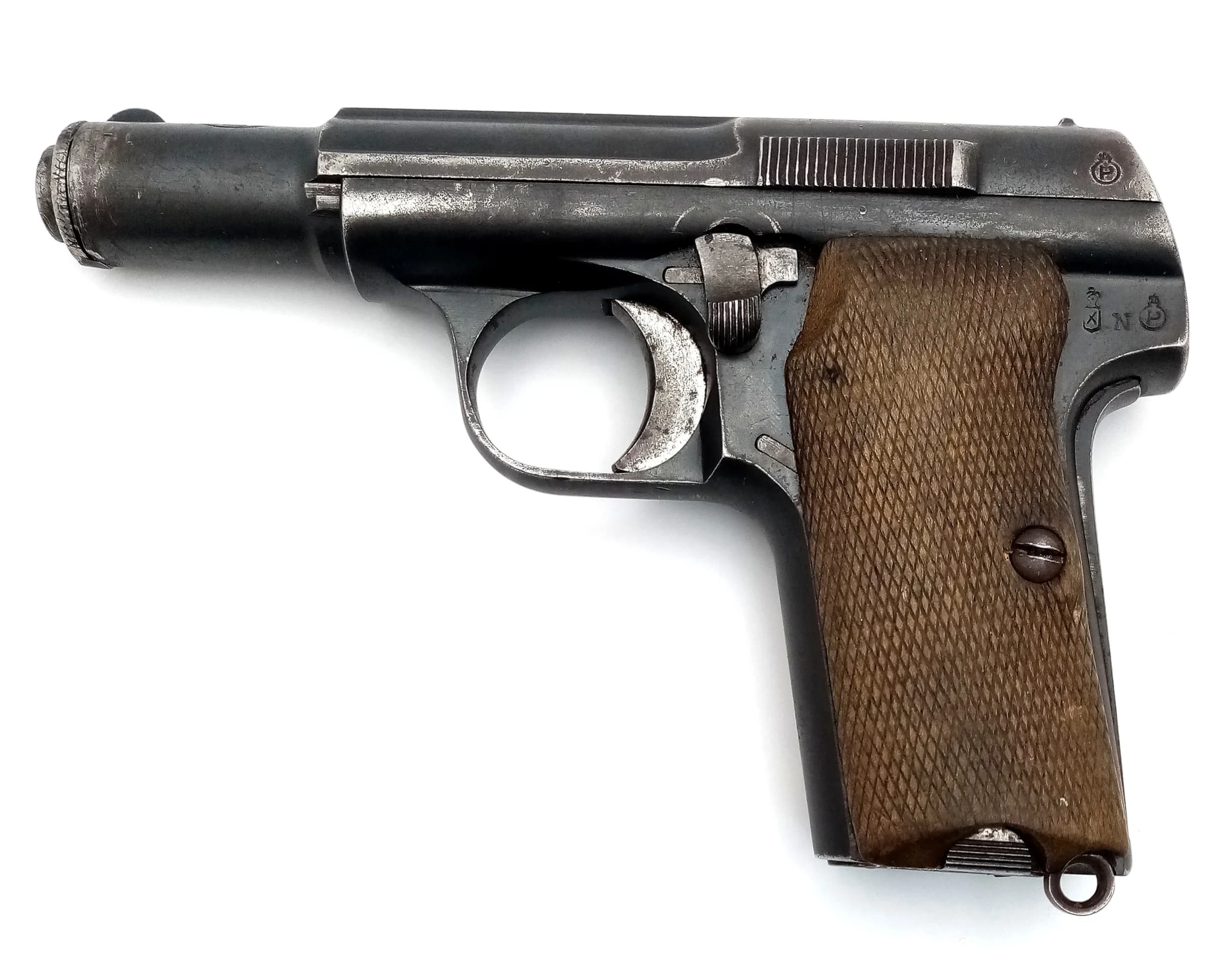 A Deactivated Third Reich WW2 Era, Astra Semi- Automatic Pistol with Nazi Third Reich Eagle marks. 9mm calibre with a 4 inch barrel length. Comes with an EU deactivation certificate. EU/UK sales only - Not Holland. UK Mainland shipping only or arrange a courier.