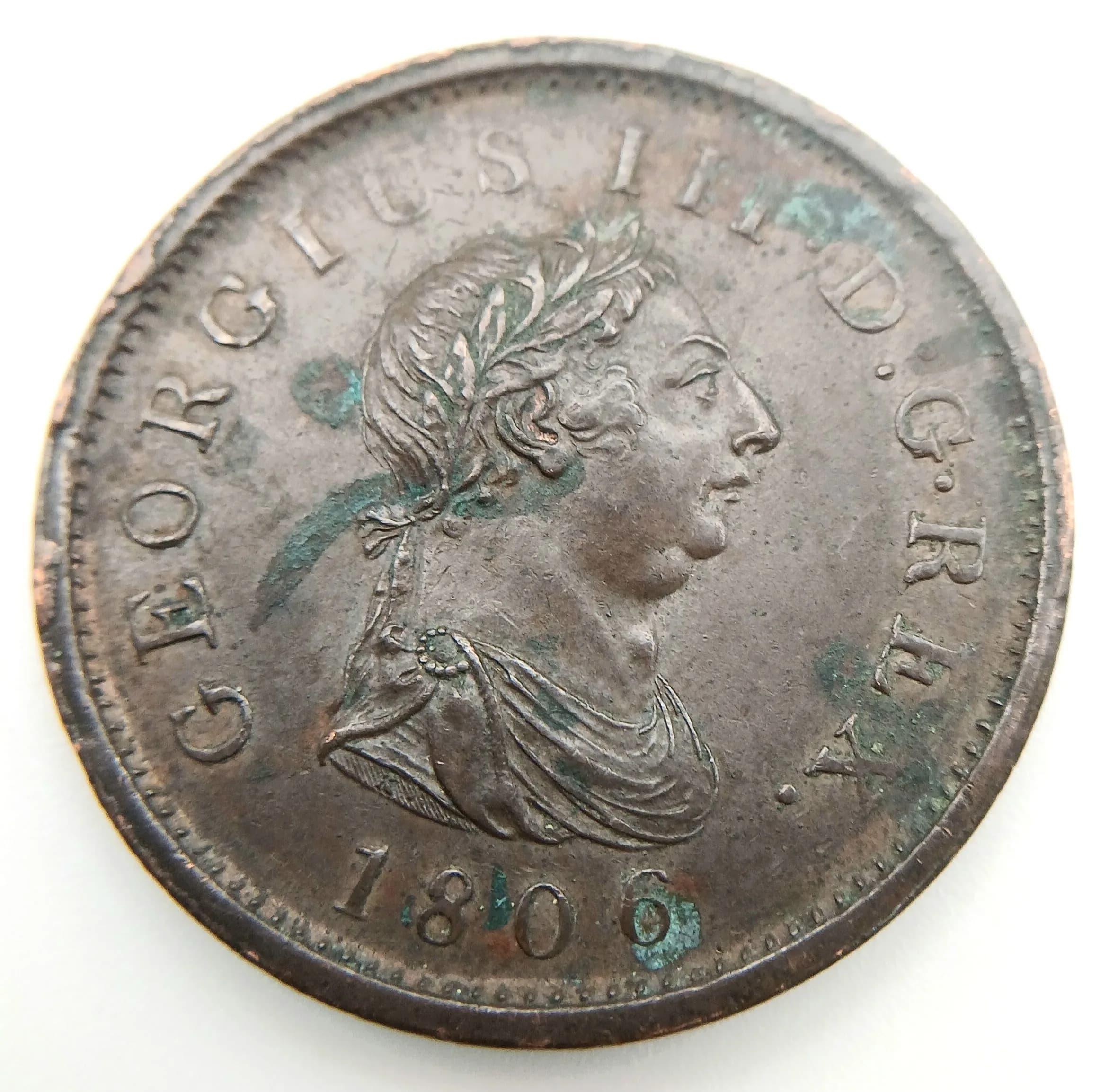 An 1806 George III One Penny Coin.