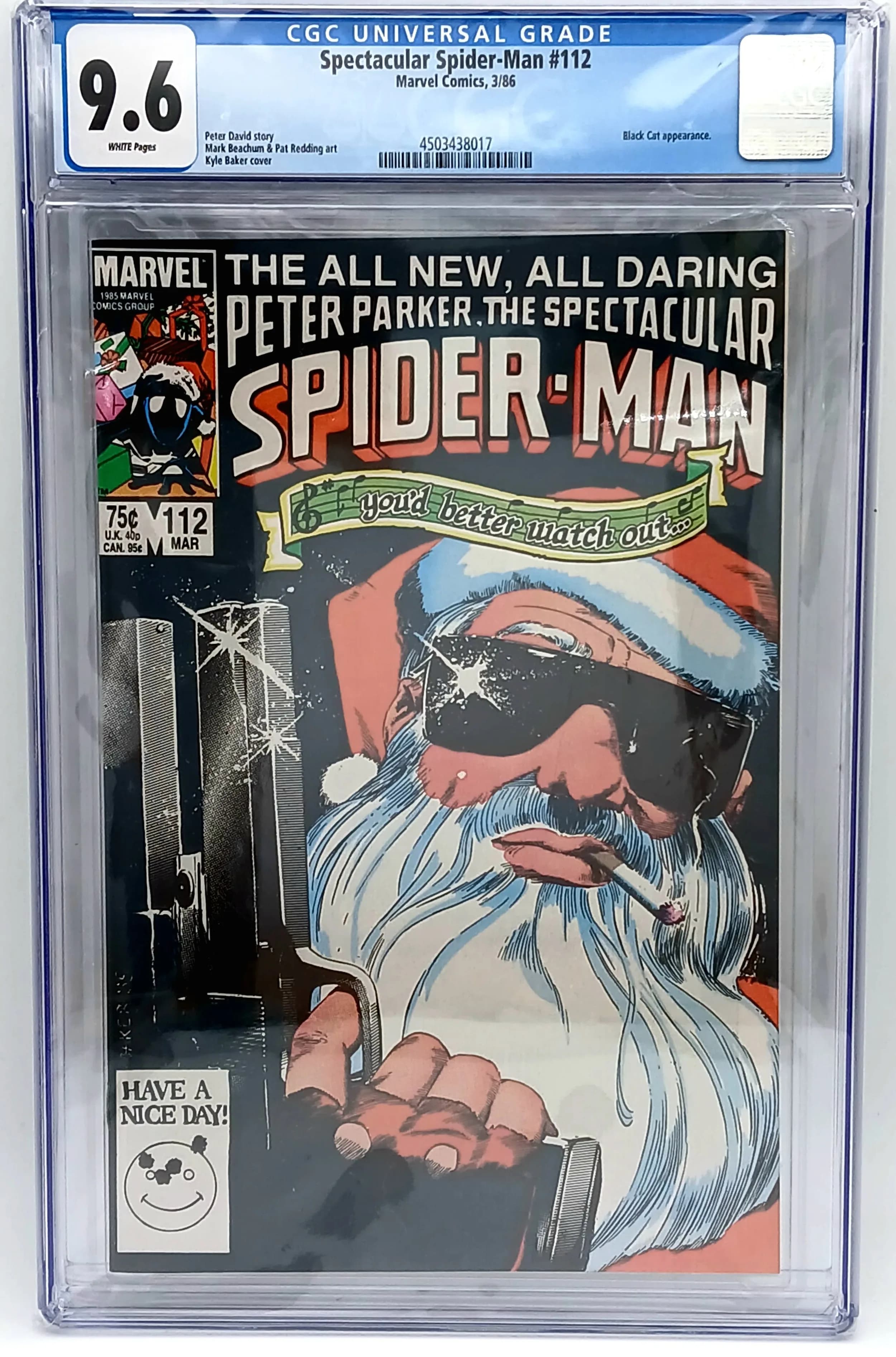 A 9.6 CGC Rated, Encapsulated Marvel, Spectacular Spiderman comic #112. 1985.