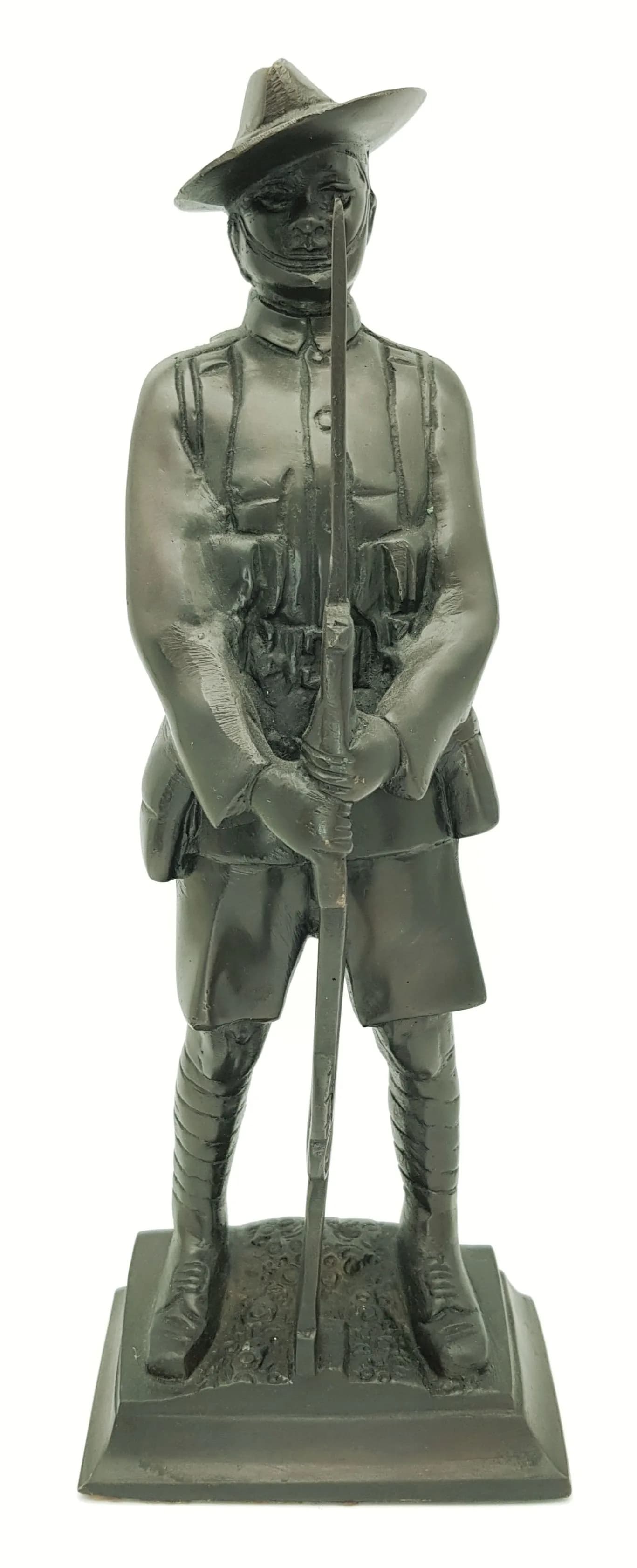 A Vintage Heavy Cast Bronze Gurkha Rifles Statue. 31cm Tall. 1.9 kilos weight.