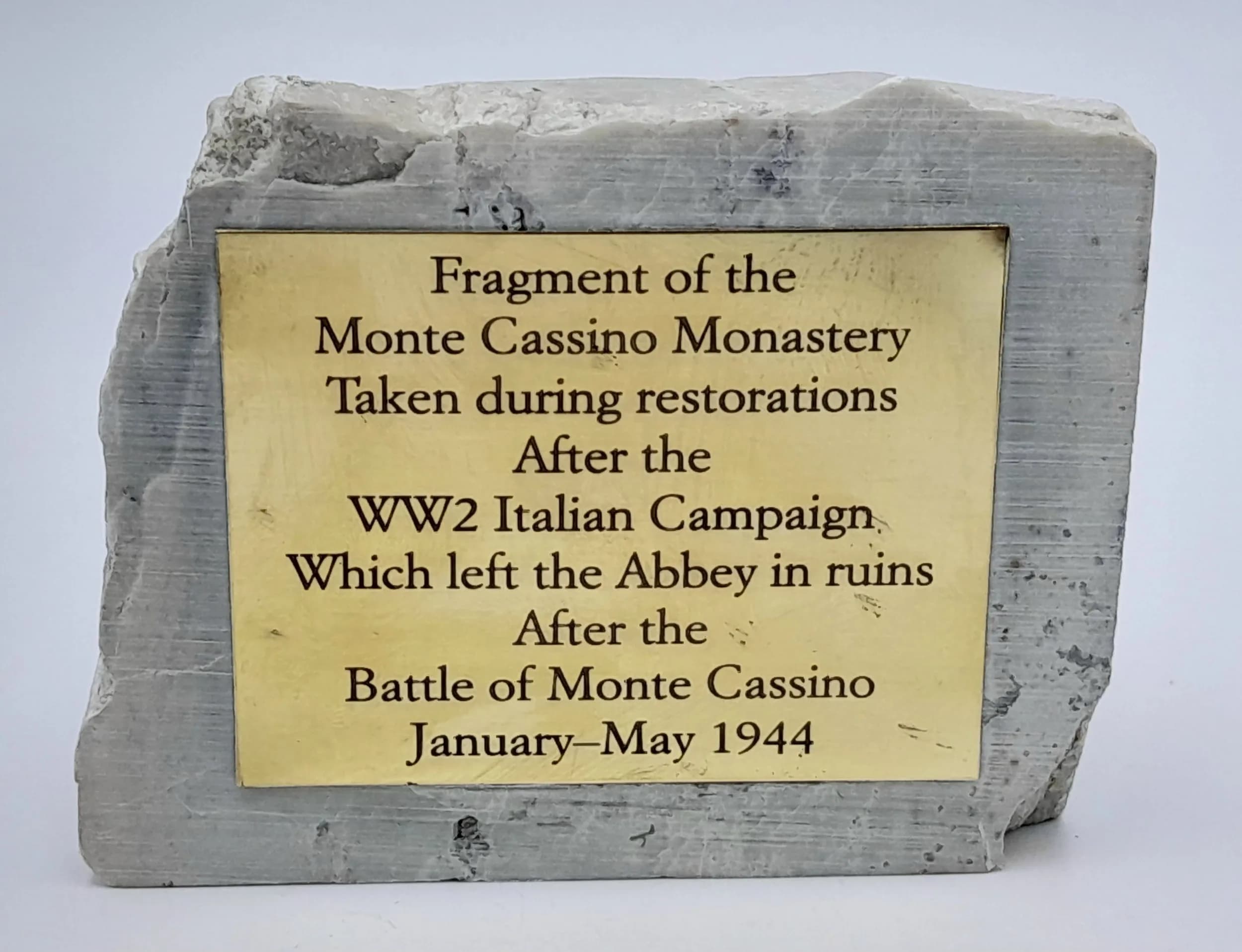 Fragment of the Abbey at Monte Cassino Italy. A left over piece from restoration work there.