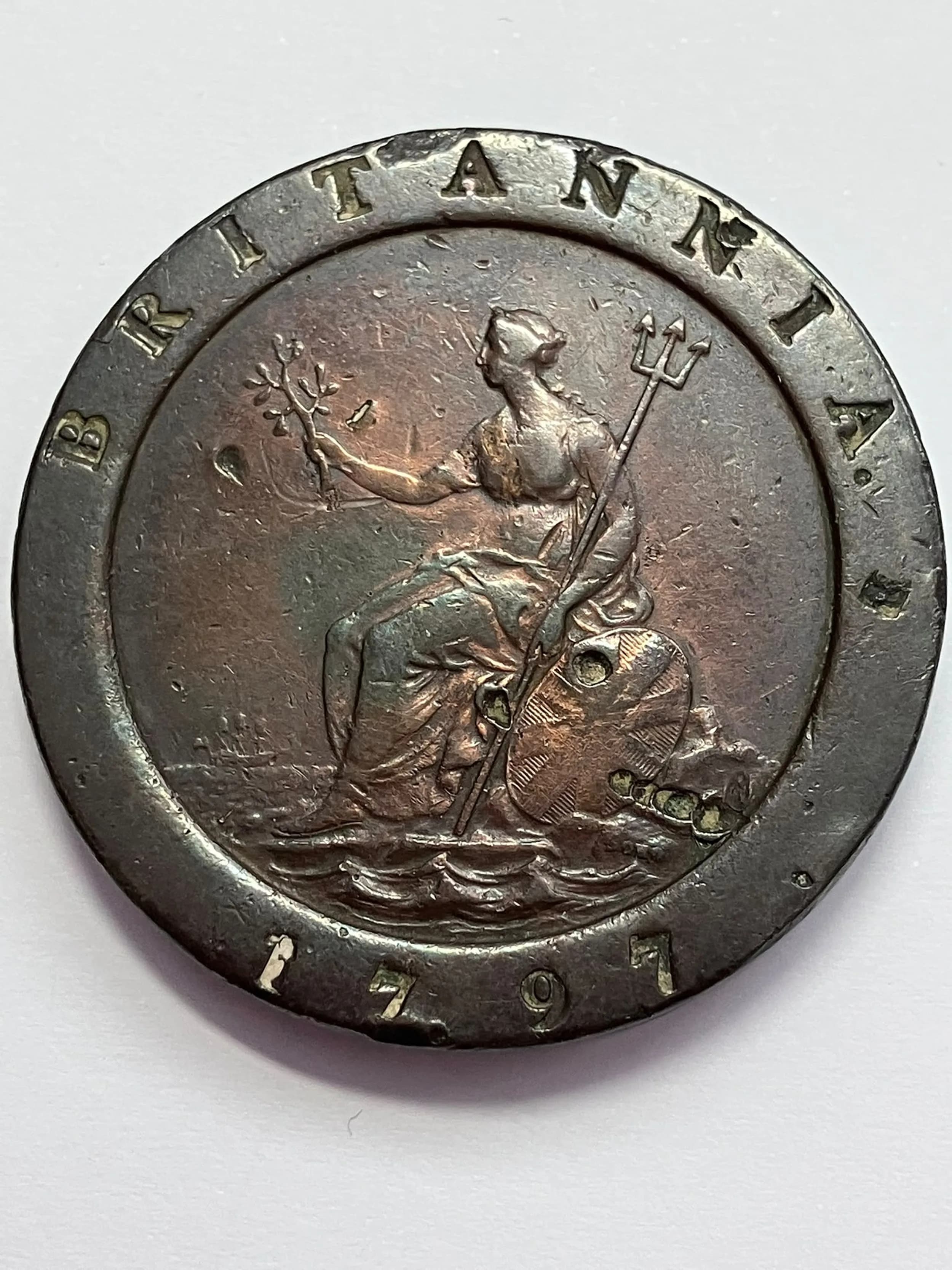 1797 GEORGE III COPPER CARTWHEEL TWO PENNY COIN. Very Fine Condition with nice lustre.