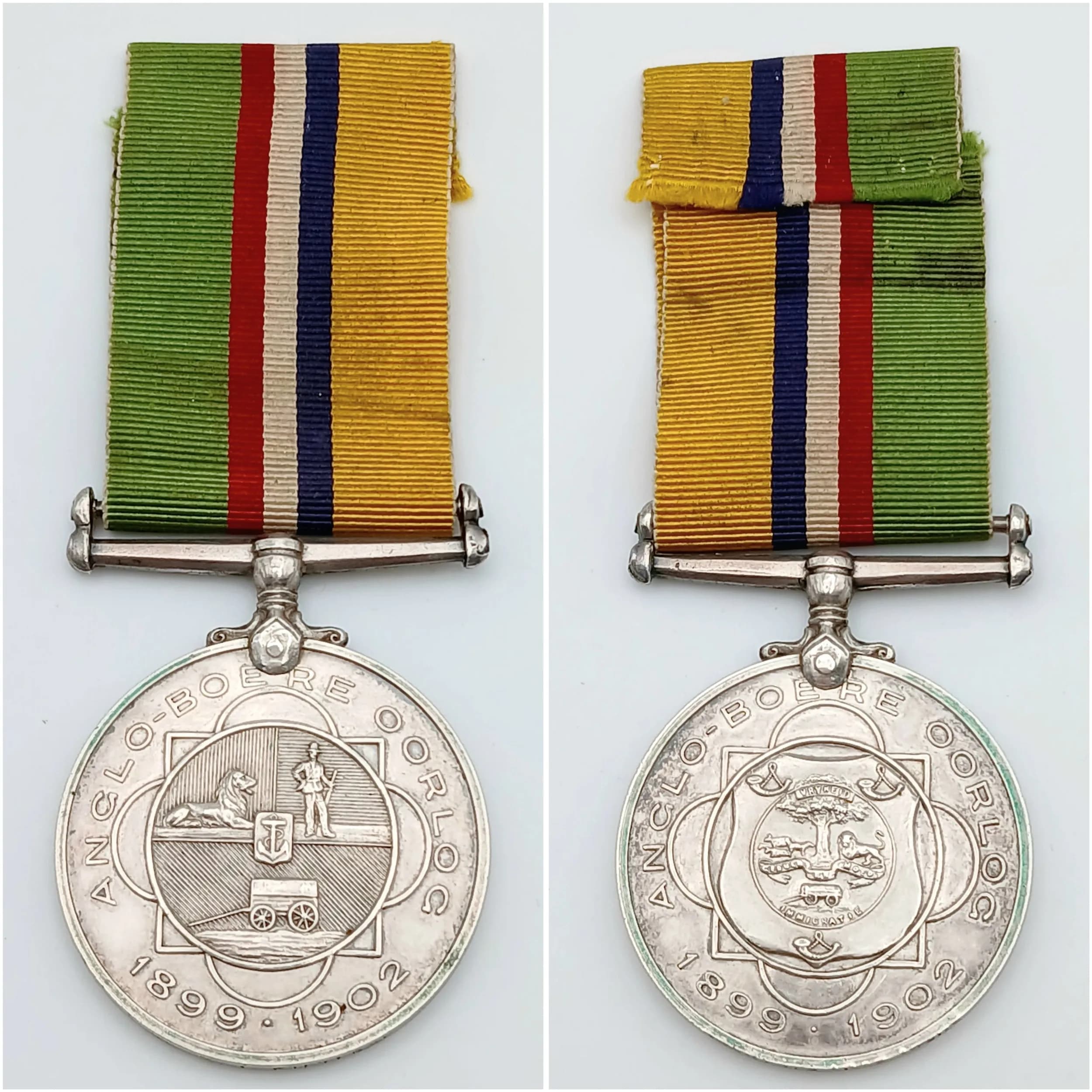 A fine example of the Anglo-Boer War Medal (Medalje voor de Anglo-Boere Oorlog); The medal named to: Burg Z J Pieterse (Burger). This medal was instituted by the South African Government in 1920 for award toBoer veterans of the war of 1899-1902.The medal roll indicates that Z J Pieterse belonged to the Bethal Commando. This was a Transvaal Commando and so the medal should be worn (or displayed) withthe Transvaal image as the obverse and the ribbon with the orange to the right. The Bethal Commando was raised from the ZAR (South African Railways) andfought at the breakthrough and at Spioenkop. They were under the command of D JJ Breytenbach and numbered about 400. In December 1901 Major General Bruce Hamilton captured the Bethal Commando after a night march at Trichardsfontein, afew miles west of Bethal in the SE Transvaal, during which 7 were killed and 131 captured. The Boers were under the command of Commandant Grobelaar, whoescaped. In addition to the prisoners, 4000 cattle, several Boer families and a number of wagons and carts were taken. The capture was effected by Maj GenHamilton, Col Sir H Rawlinson and Col Williams acting in co-operation. NB: The Bethal Commando is often erroneously referred to as Bethel; there arethree towns called Bethel in SA, Ud120/OFS, Va116/Tr, Vc127/cc. There are twocalled Bethal: Wb116/Tr and Rd115/NAM. The correct spelling is Bethal and thetown of origin of the Bethal Commando is Wb116/Transvaal.Extremely Fine (EF) condition.