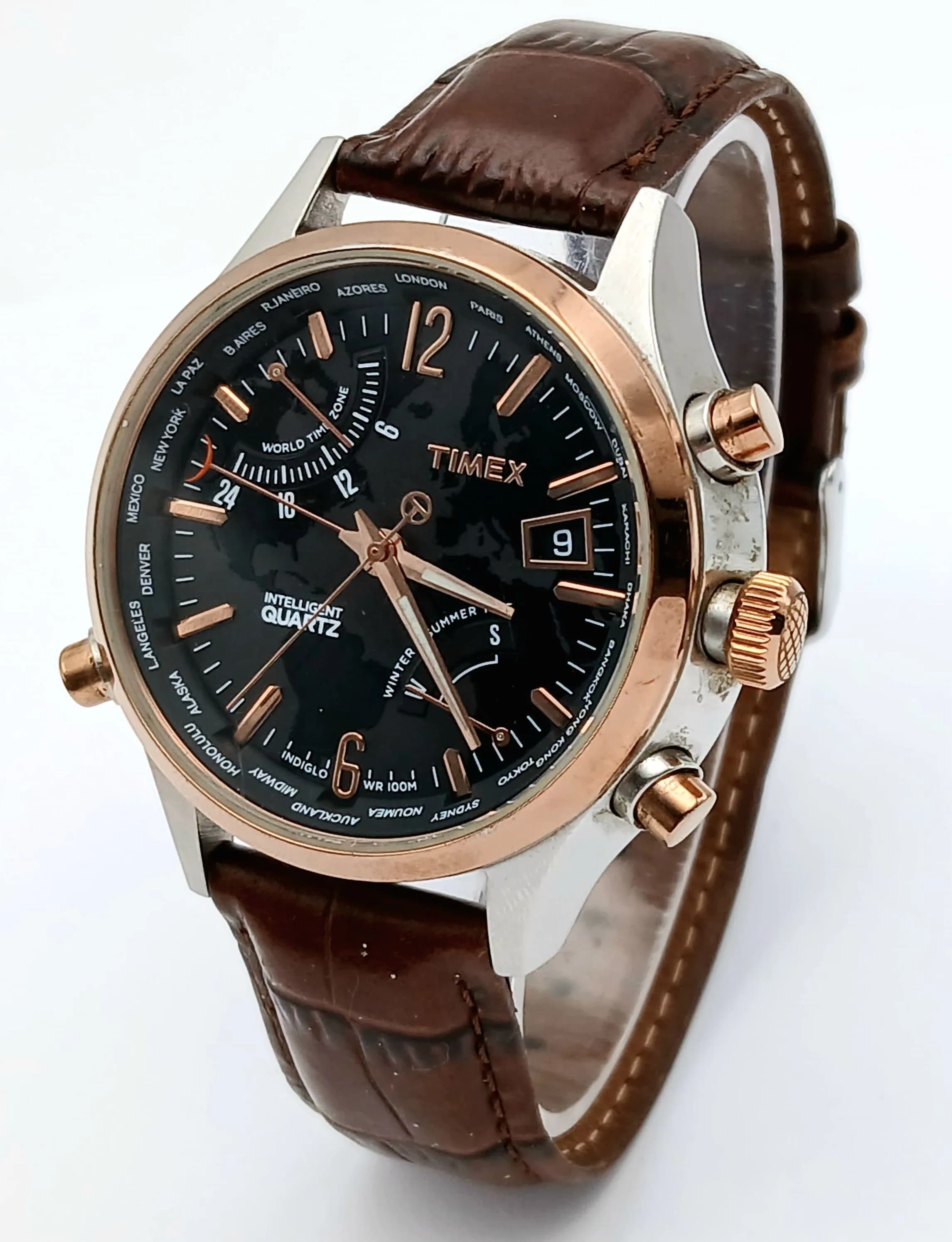 A Men’s Timex Intelligent Quartz Watch Model T2N942-42mm Case. Battery replaced June 2026.