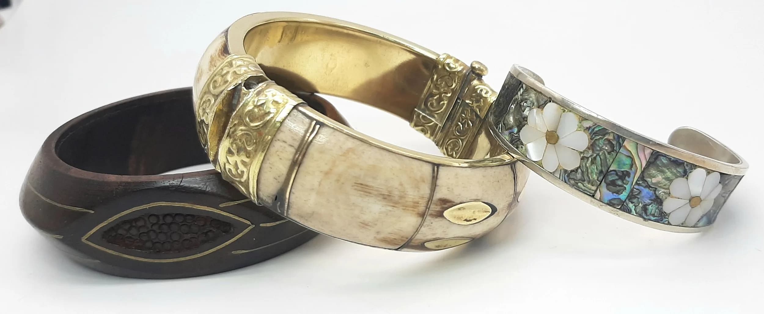 A Pair of Statement Bangles PLUS a Cuff Shell Bangle.