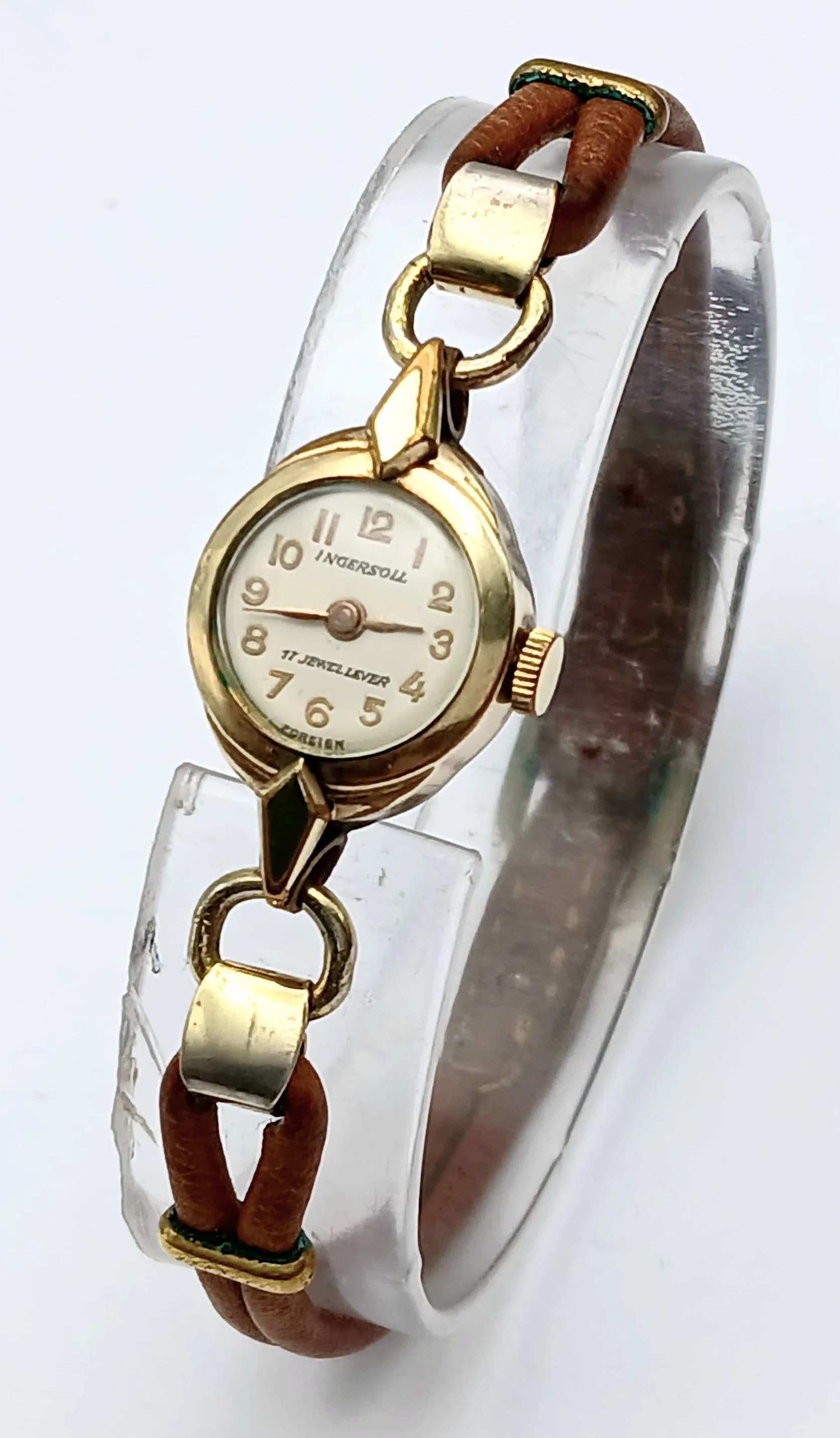 Ladies Vintage Rolled Gold INGERSOLL WRISTWATCH. 17 Jewels, Manual winding .Full working order. Excellent condition, please see pictures.