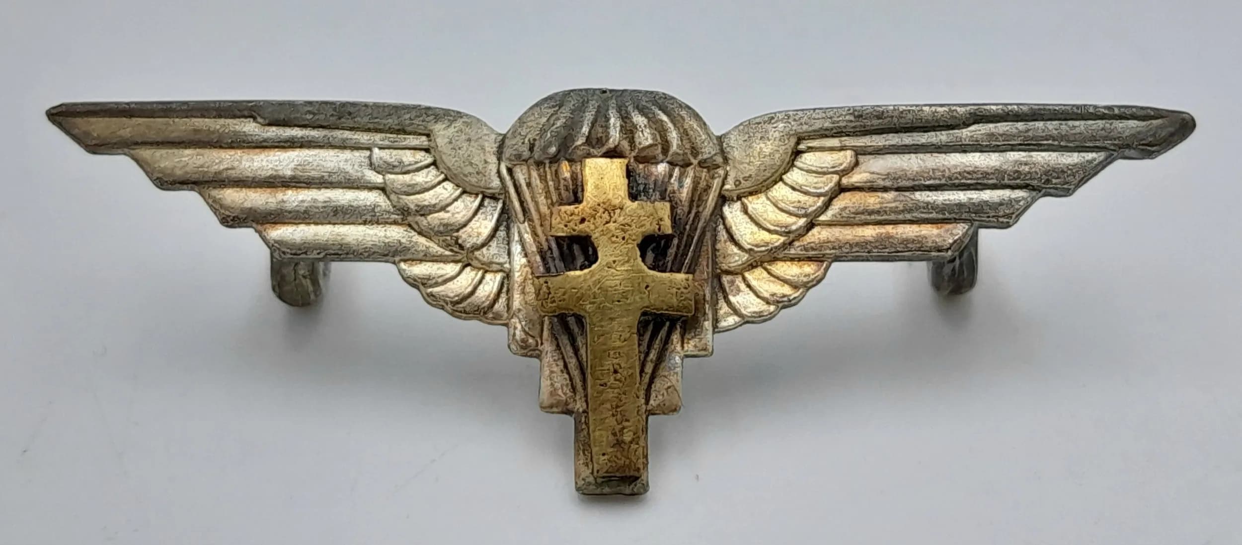 WW2 Free French in Exile Paratroopers Lapel Badge, Made from a British Paratroopers Collar Badge.