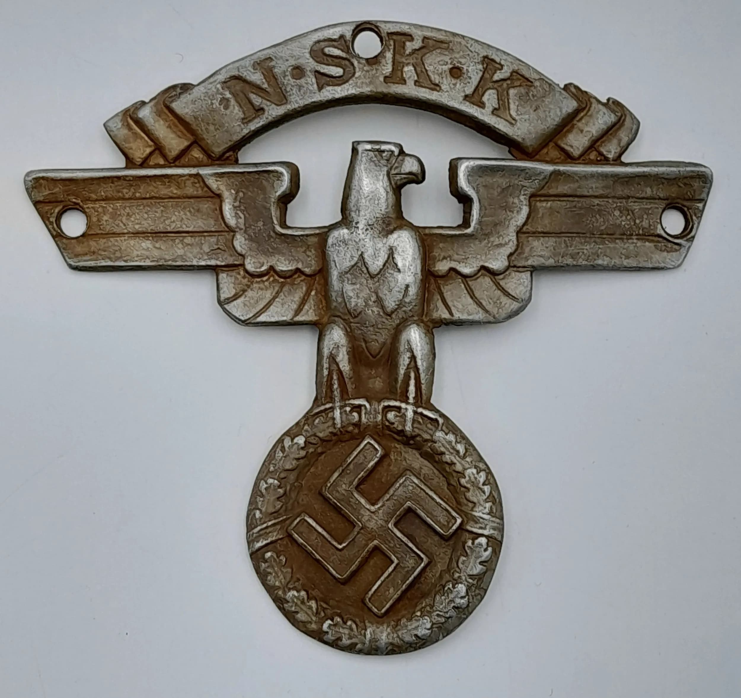 3rd Reich NSKK(Transport Corps) Crash Helmet Badge. Makers Marked.