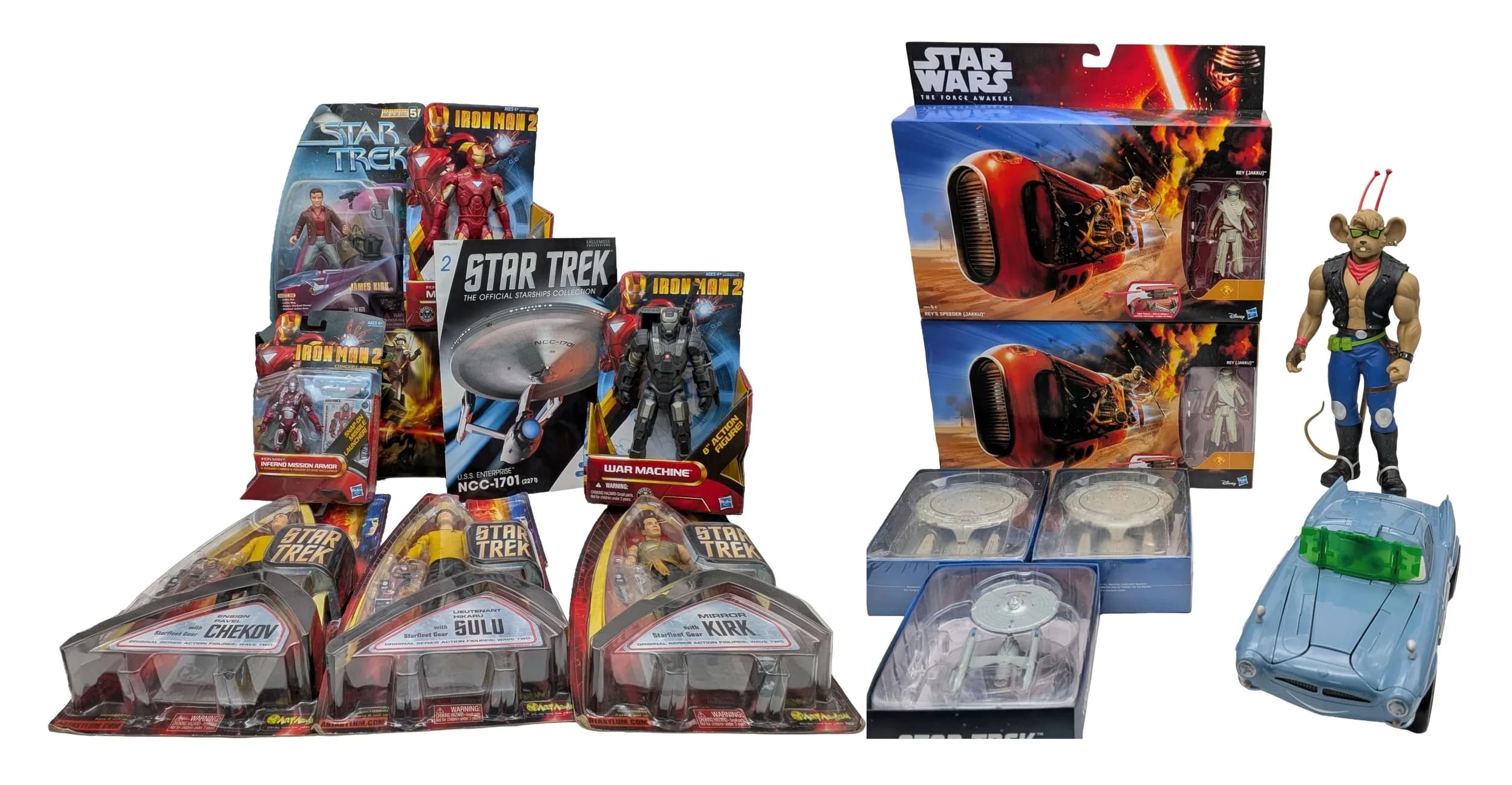 A collection of TV & movie related toys. Most of them are as new, still in there sealed packaging.