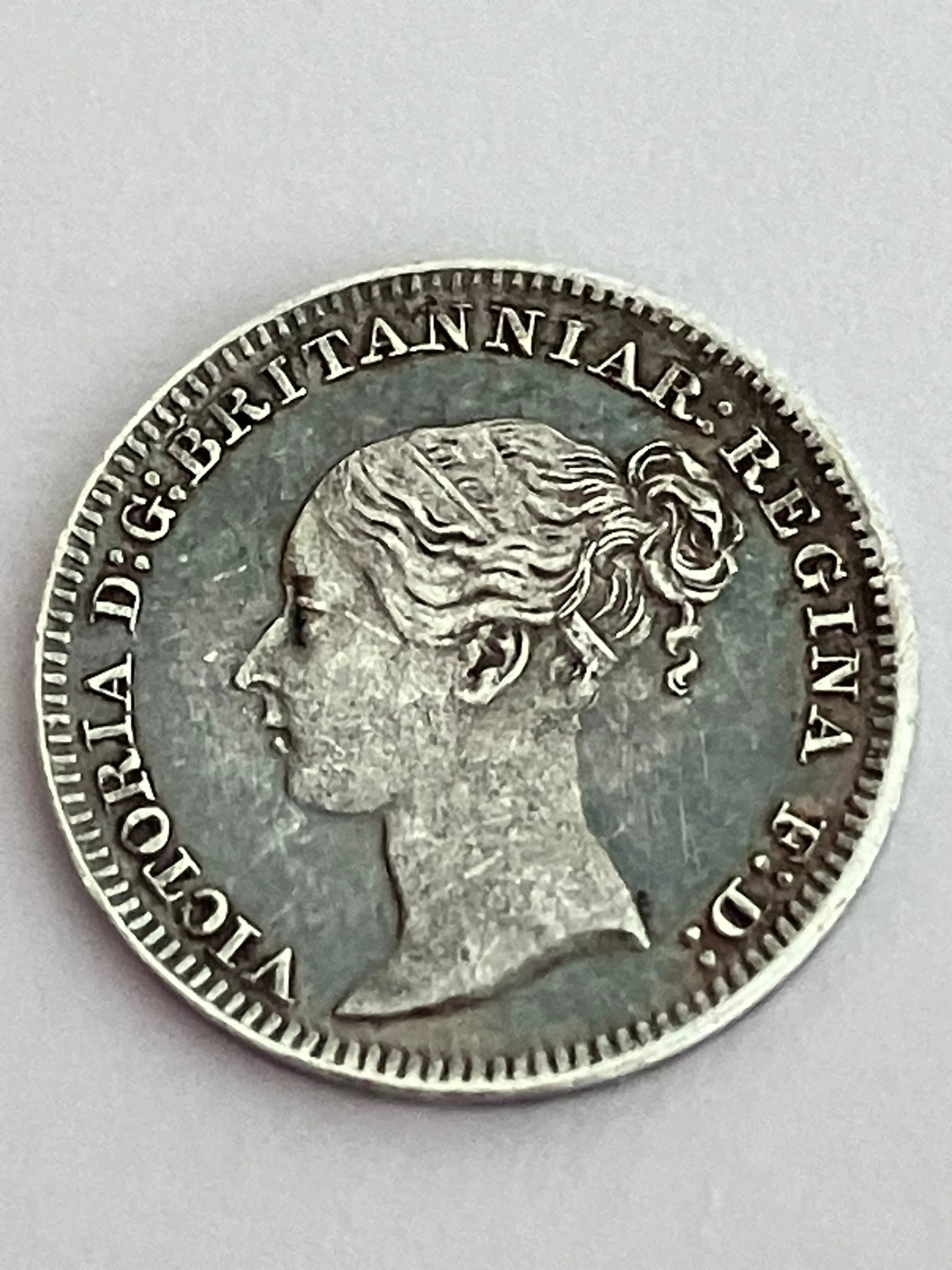 1883 SILVER MAUNDY PENNY coin. Queen Victoria Young Head. Extra Fine condition.