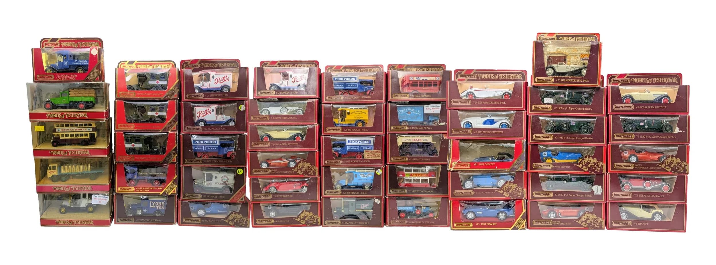 Forty seven vintage Matchbox models of yesteryear. Good condition. Some of the boxes have some wear from storage.