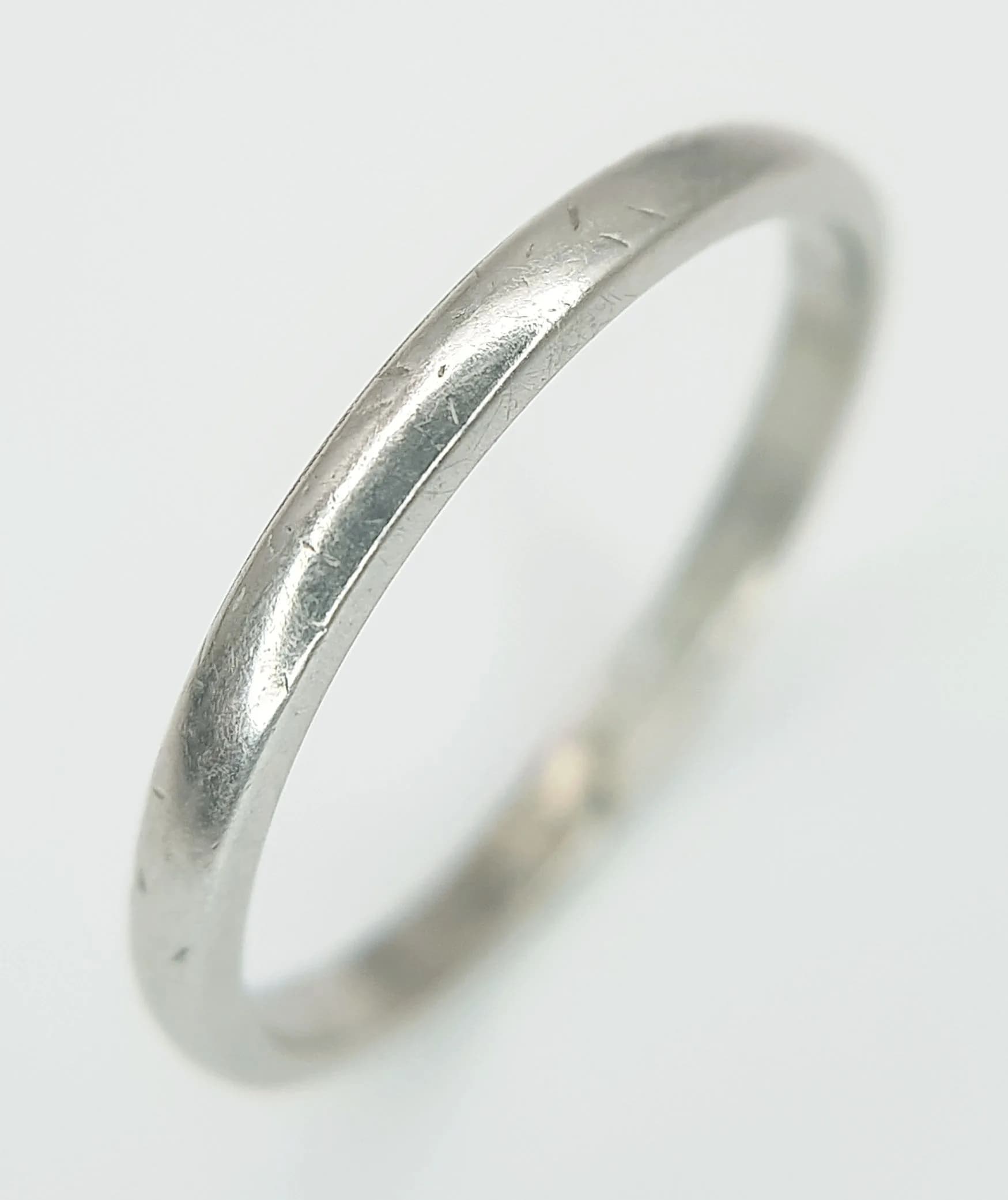 A Platinum Band Ring. 3mm width. Size P 1/2. 3.1g.