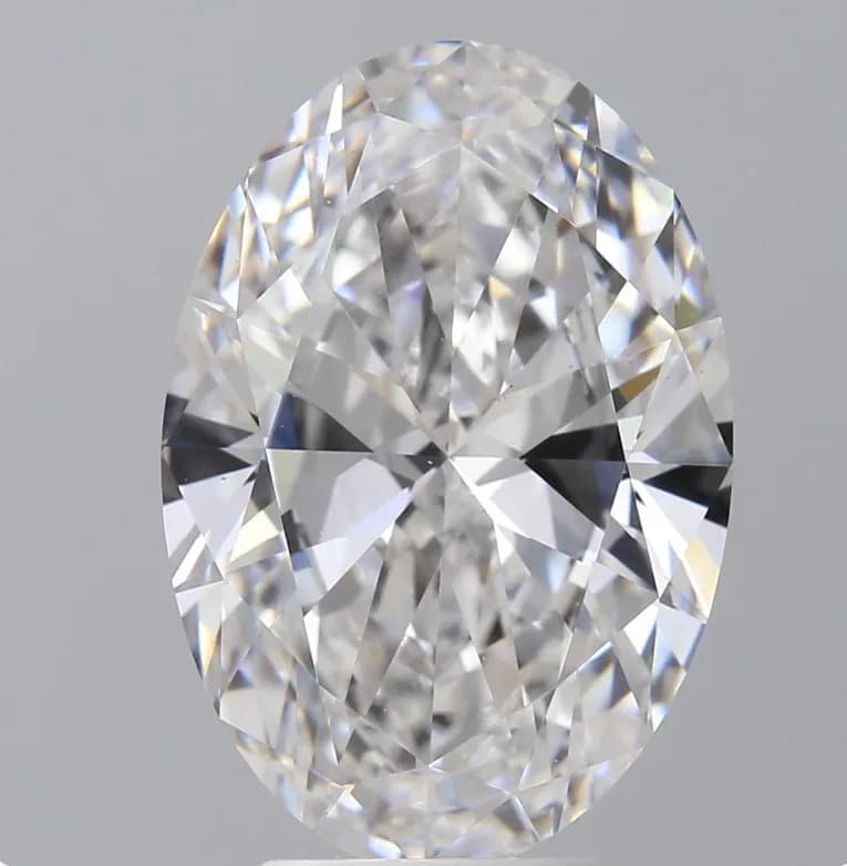 A 4.03Ct Oval Brilliant cut Lab-Grown Diamond. Color D, clarity VS1. IGI certified. Cert no: LG779646629. Measurements: 13.14X9.06X5.21