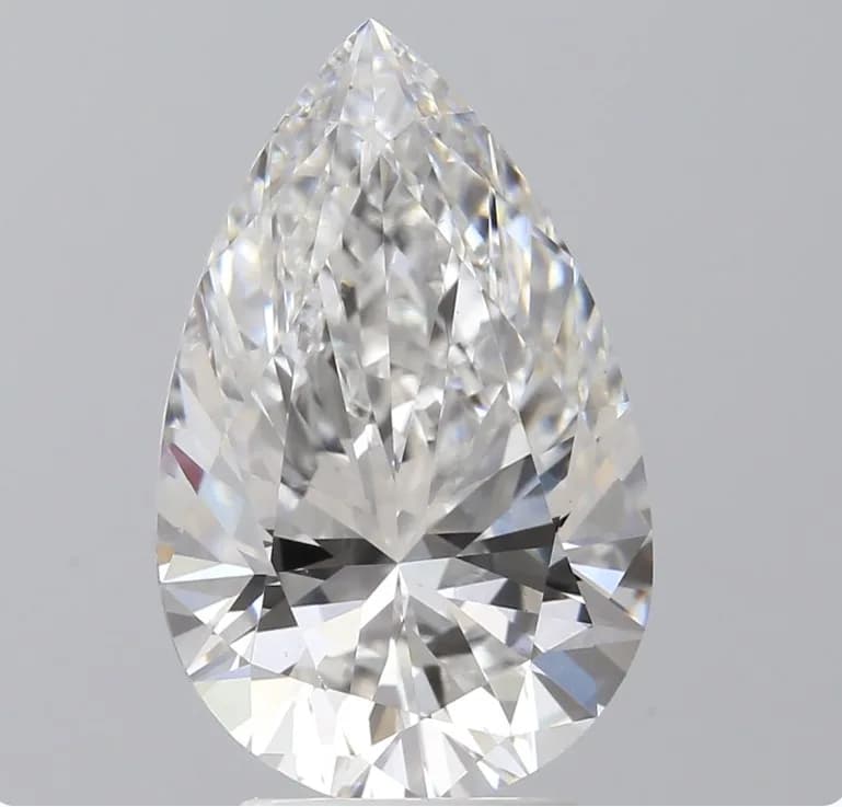 A 3.00Ct Pear Shape Lab-Grown Diamond. Color E, clarity VS2. IGI certified. Cert no: LG707529518. Measurements: 12.74X7.97X5.07