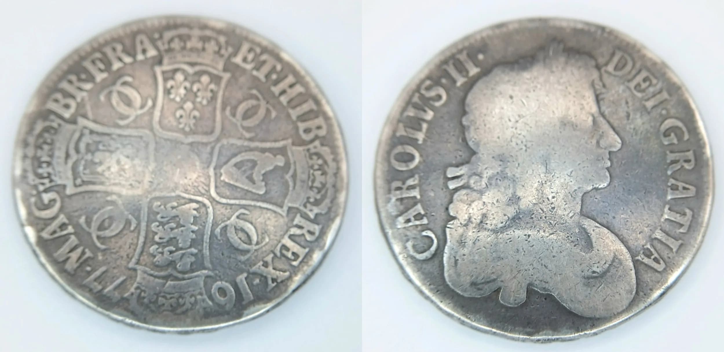 1677 CHARLES II SILVER CROWN coin. Fair/fine condition.