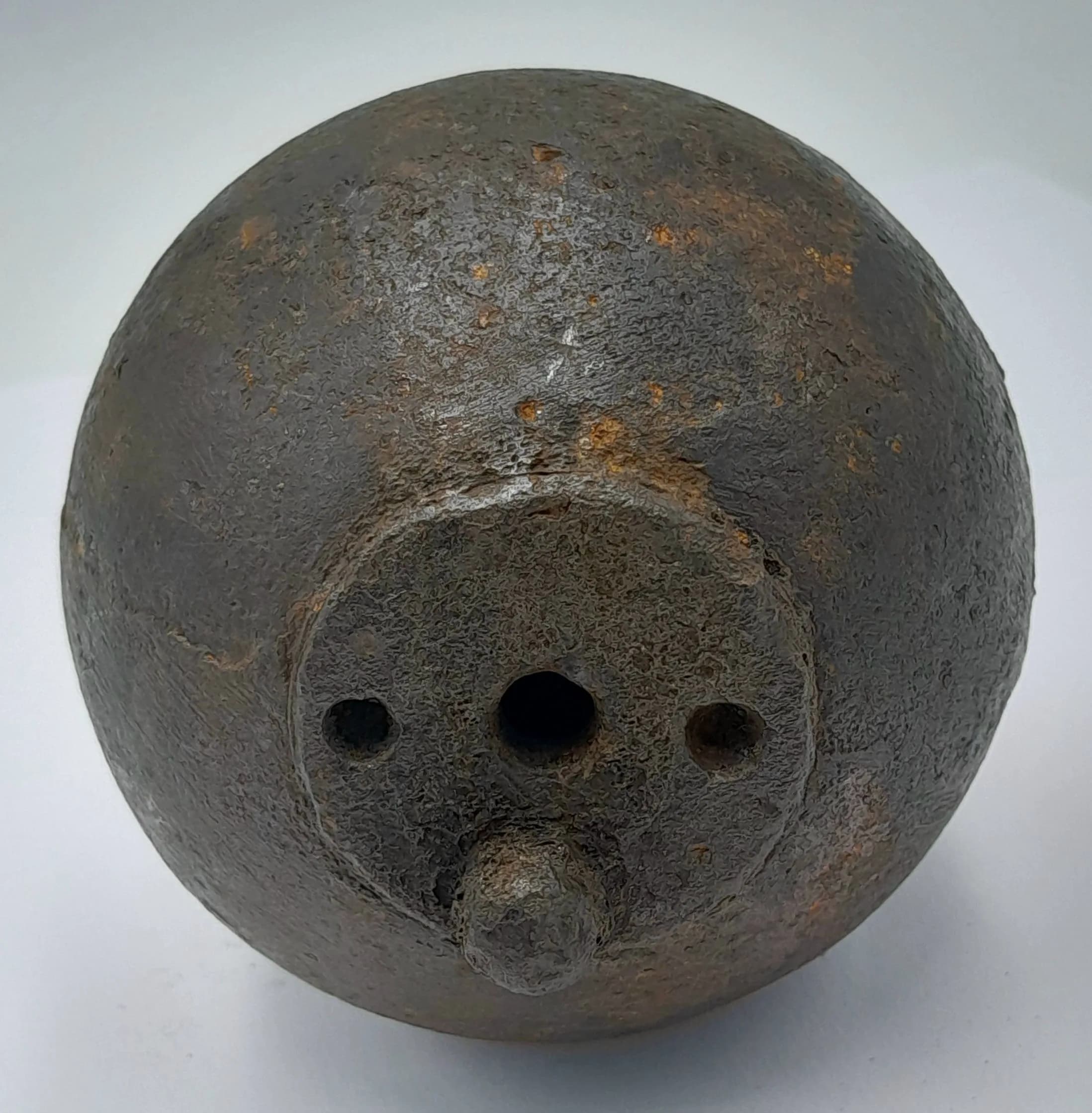 INERT WW1 British No 15 (Cricket Ball) Grenade. These were quite often launched from a catapult system. The match head fuse was useless when wet, which was one of the contributing factors to losing the Battle of Loos. UK Mainland Shipping Only.