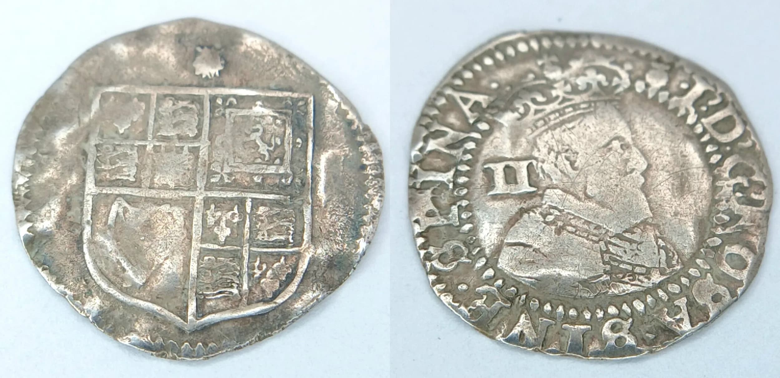 JAMES I SILVER HALF GROAT COIN .Thistle Mint Mark. Decent portrait. Condition fine or better.
