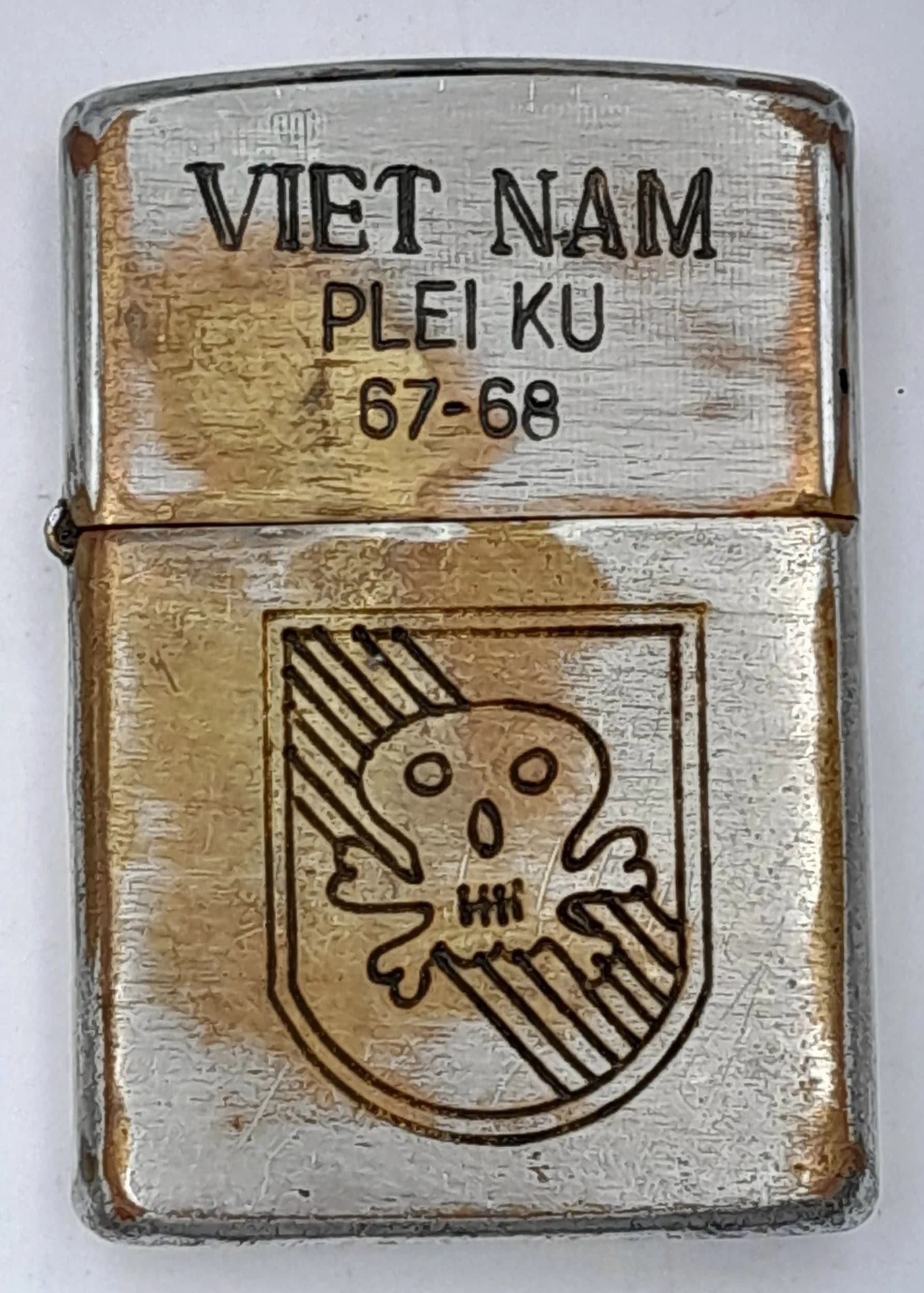 Vietnam War Era Zippo Lighter. Dated Coded 1967 on the base. Engraved with the logo of the 5th Special Forces Group “Bright Light” Team, POWs Rescuers. UK mainland shipping only.