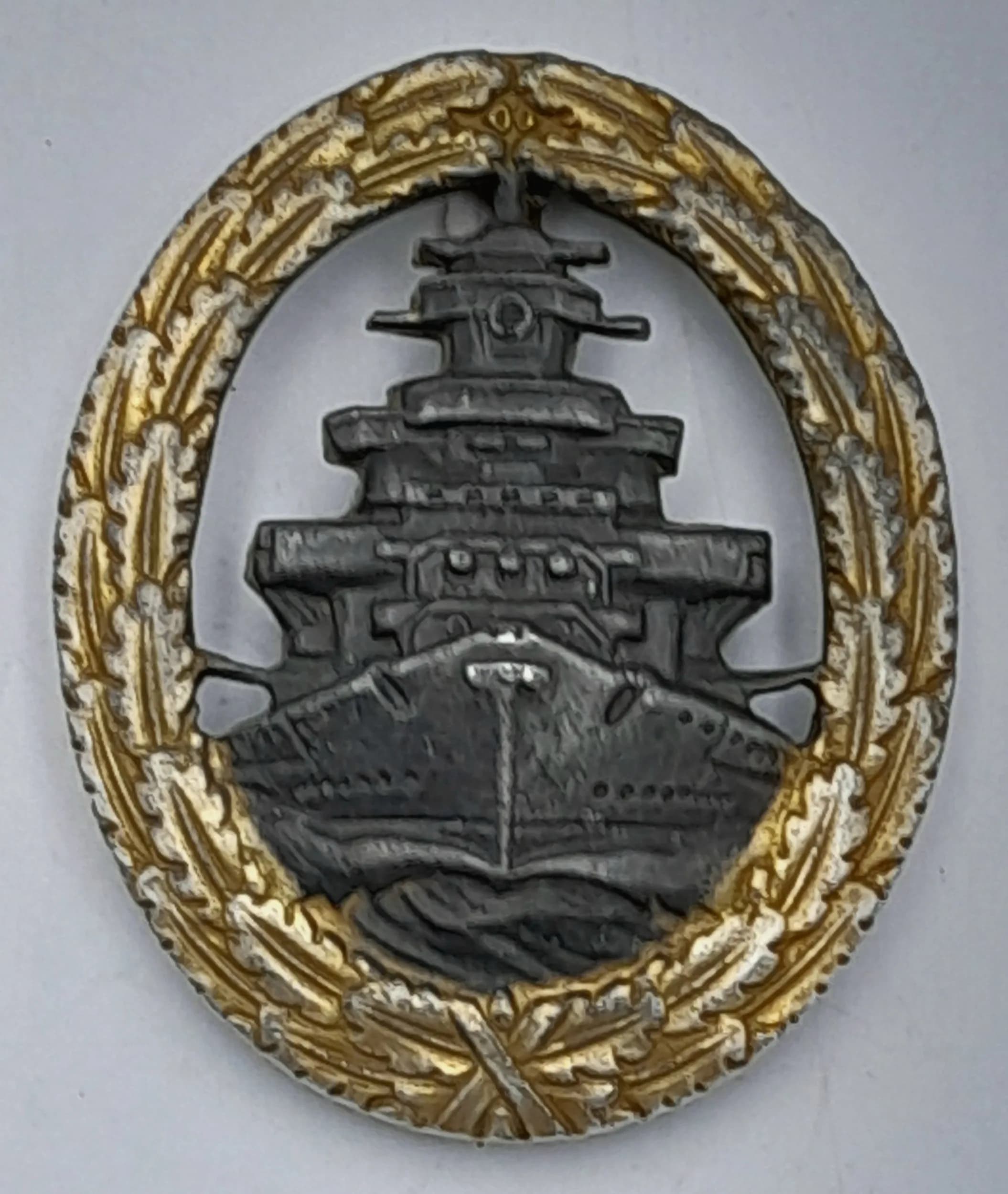 1957 German Kriegsmarine High Seas Badge. Legally worn by WW2 German Veterans without the Swastika