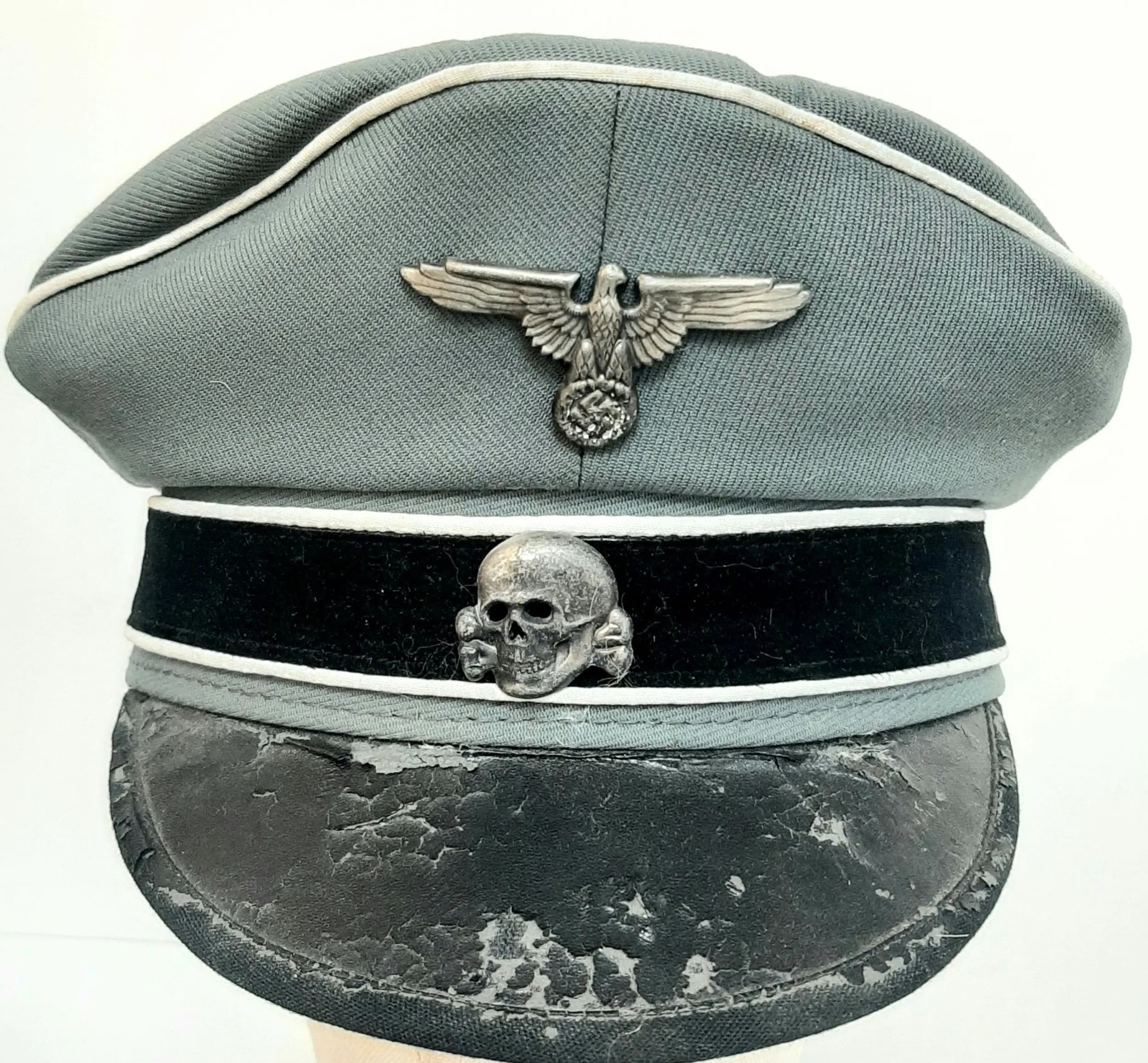 Movie Prop Waffen SS Officers Visor Cap. Marked with a stamp from MGM Studios Borehamwood