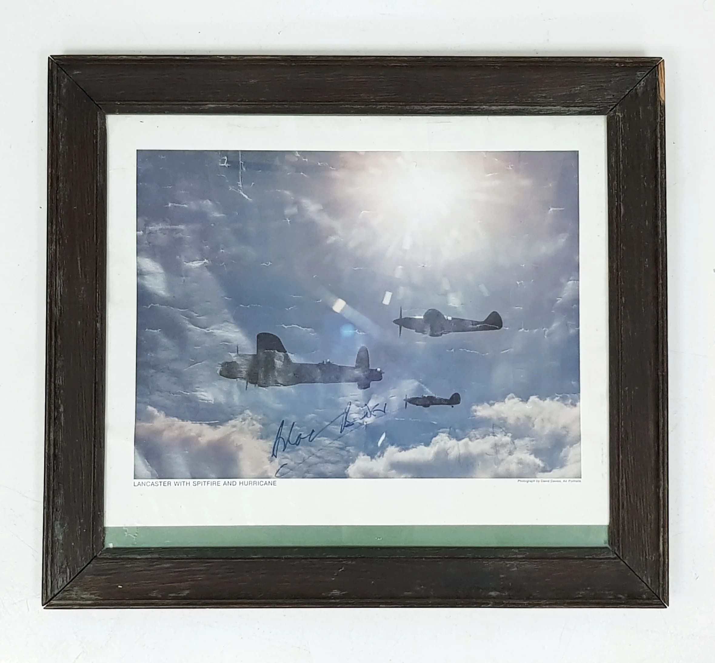 Lancaster & Spitfire Print Signed by One of the Few- Air Ace Sir Douglas Bader. Frame size 20” x 18” Inches. This once hung in the Bader Arms Public House at Tangmere before its closure in 2012
