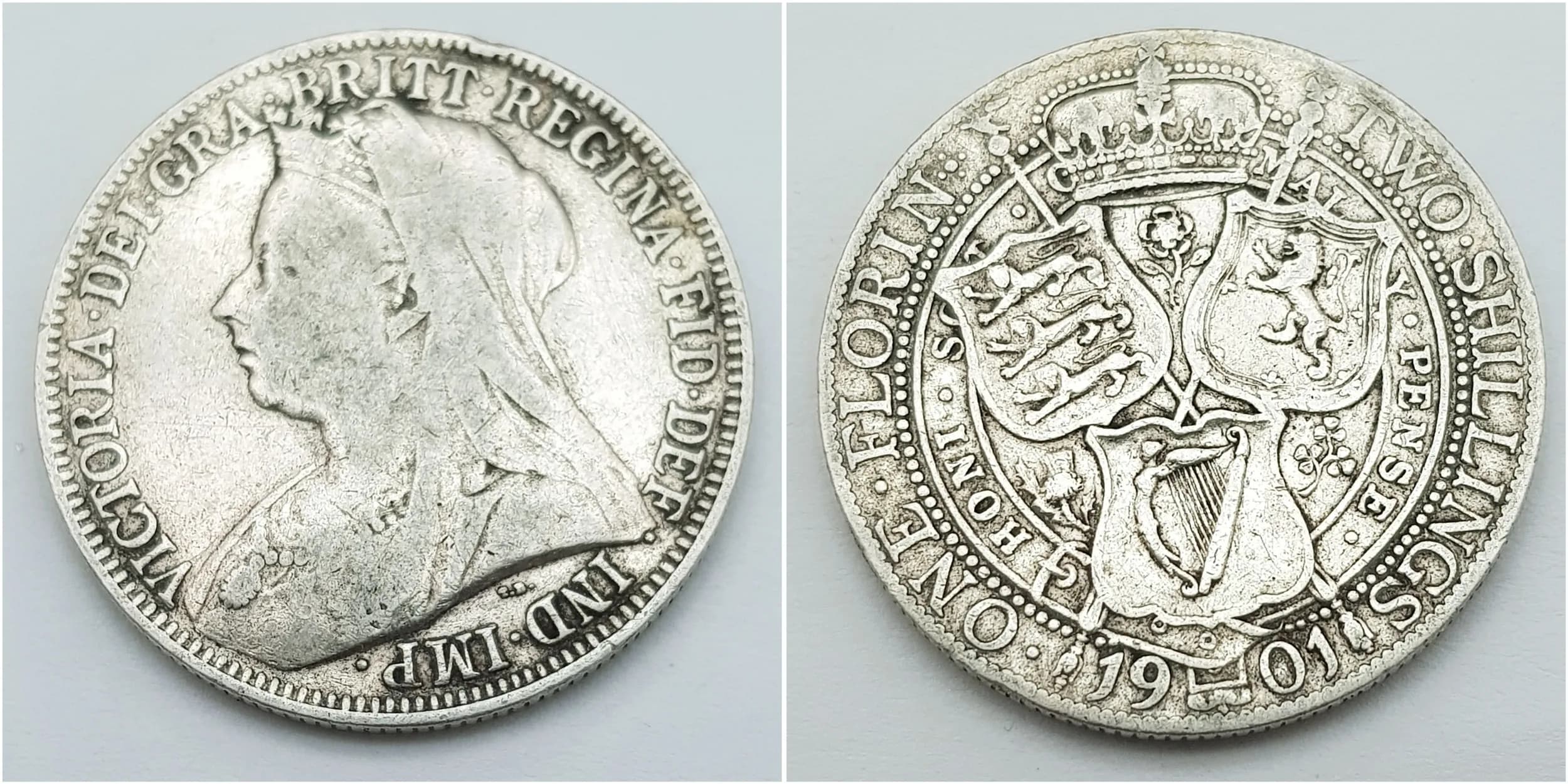 1901 SILVER FLORIN coin in Very Fine/ Extra Fine Condition.