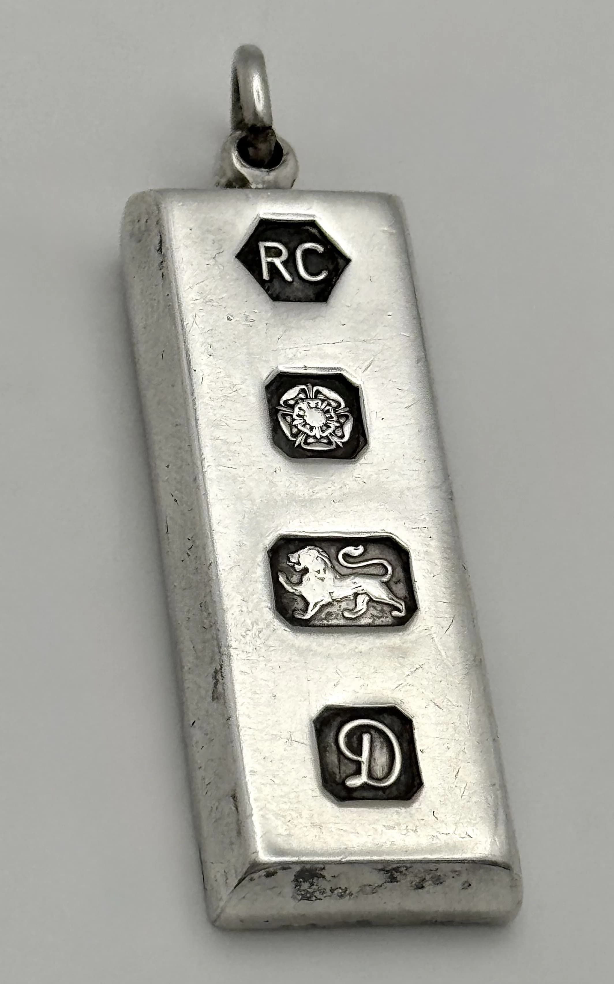A Carrs of Sheffield Sterling Silver Ingot Jubilee Pendant. 5cm. 30.2g