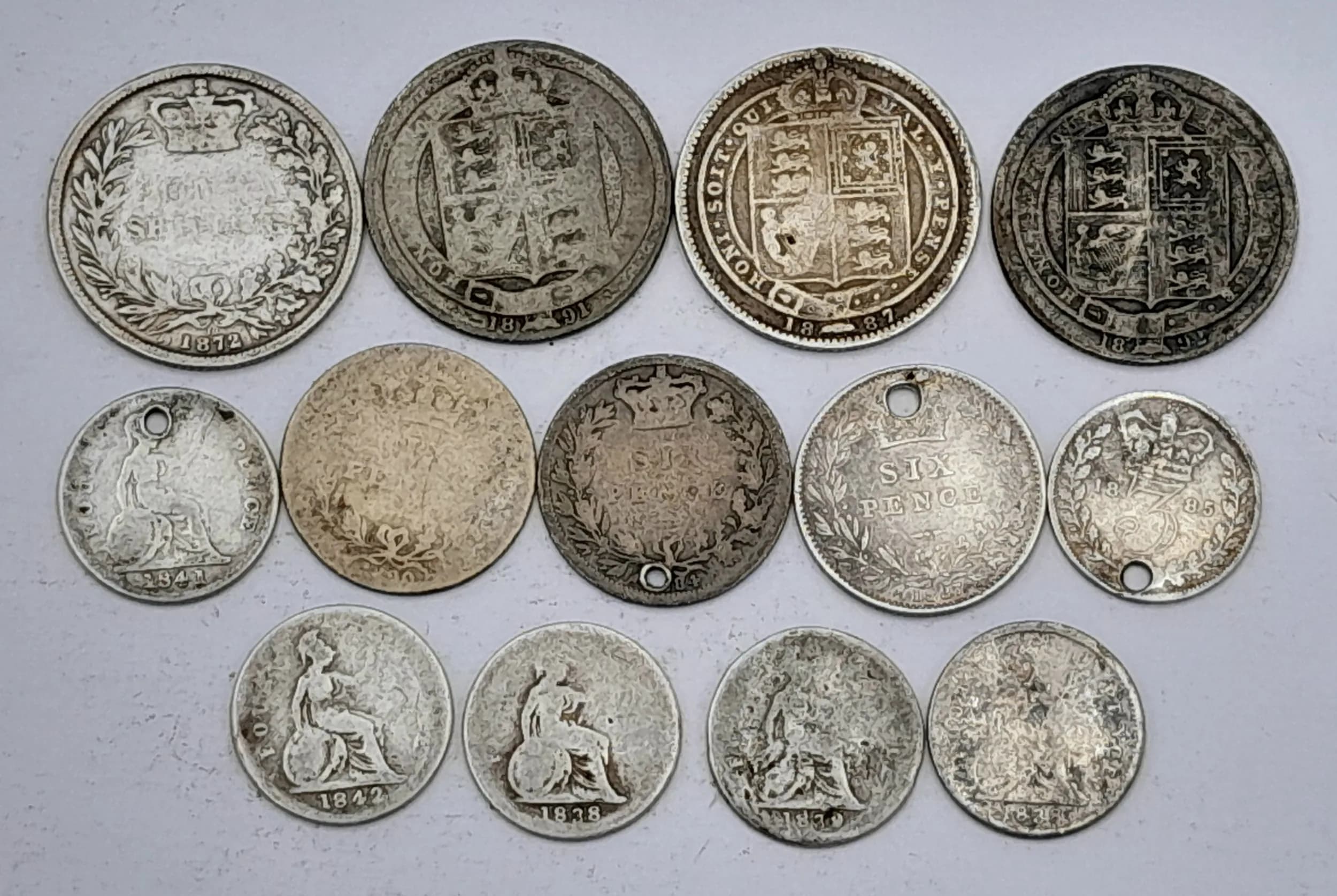 A Nine Coin Collection of Victorian Silver Coins. Please see photos for finer points. 39g total weight.