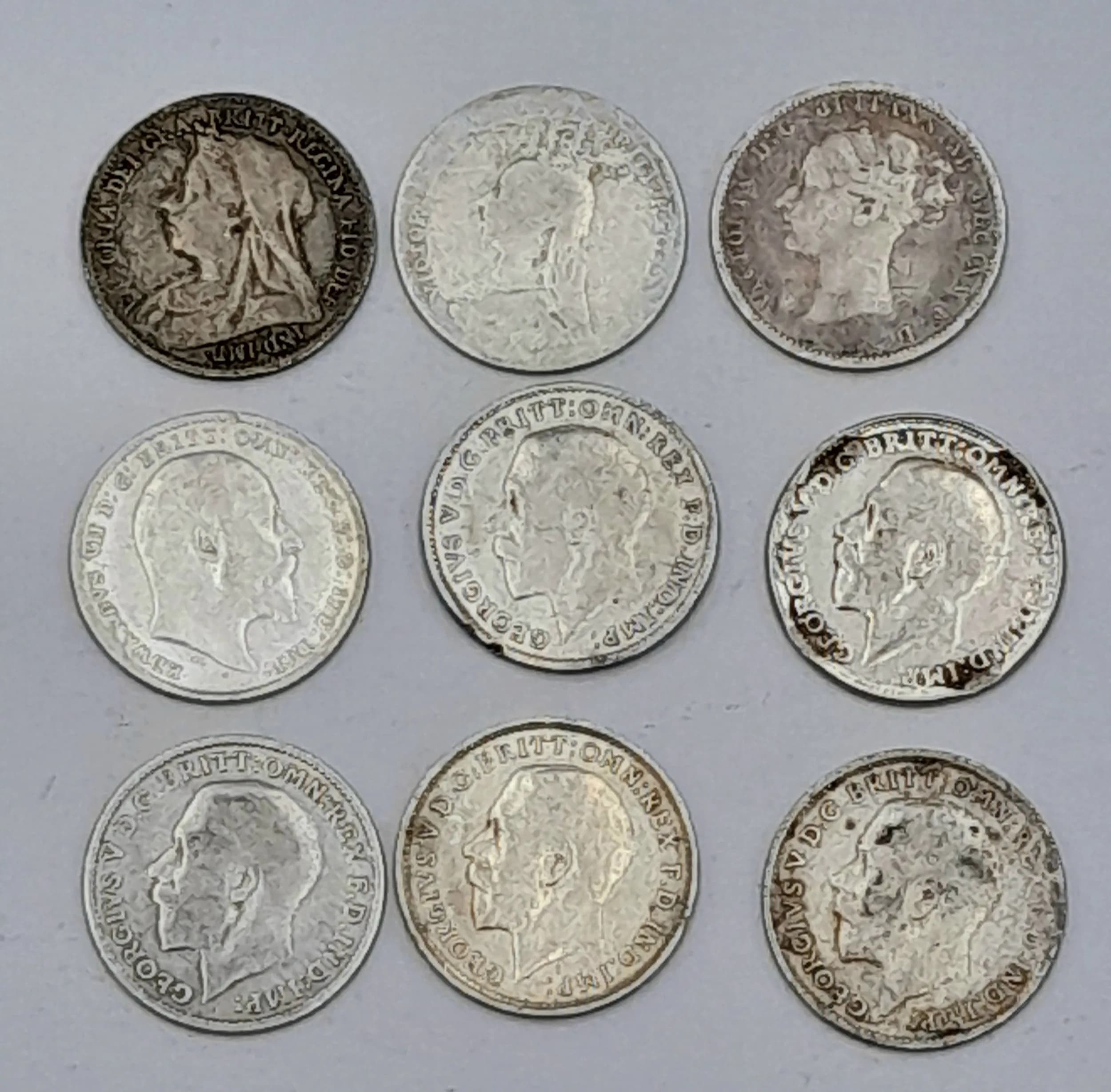 A Small Collection of Pre 1920 Silver 3d Pieces coins. 30g total weight.