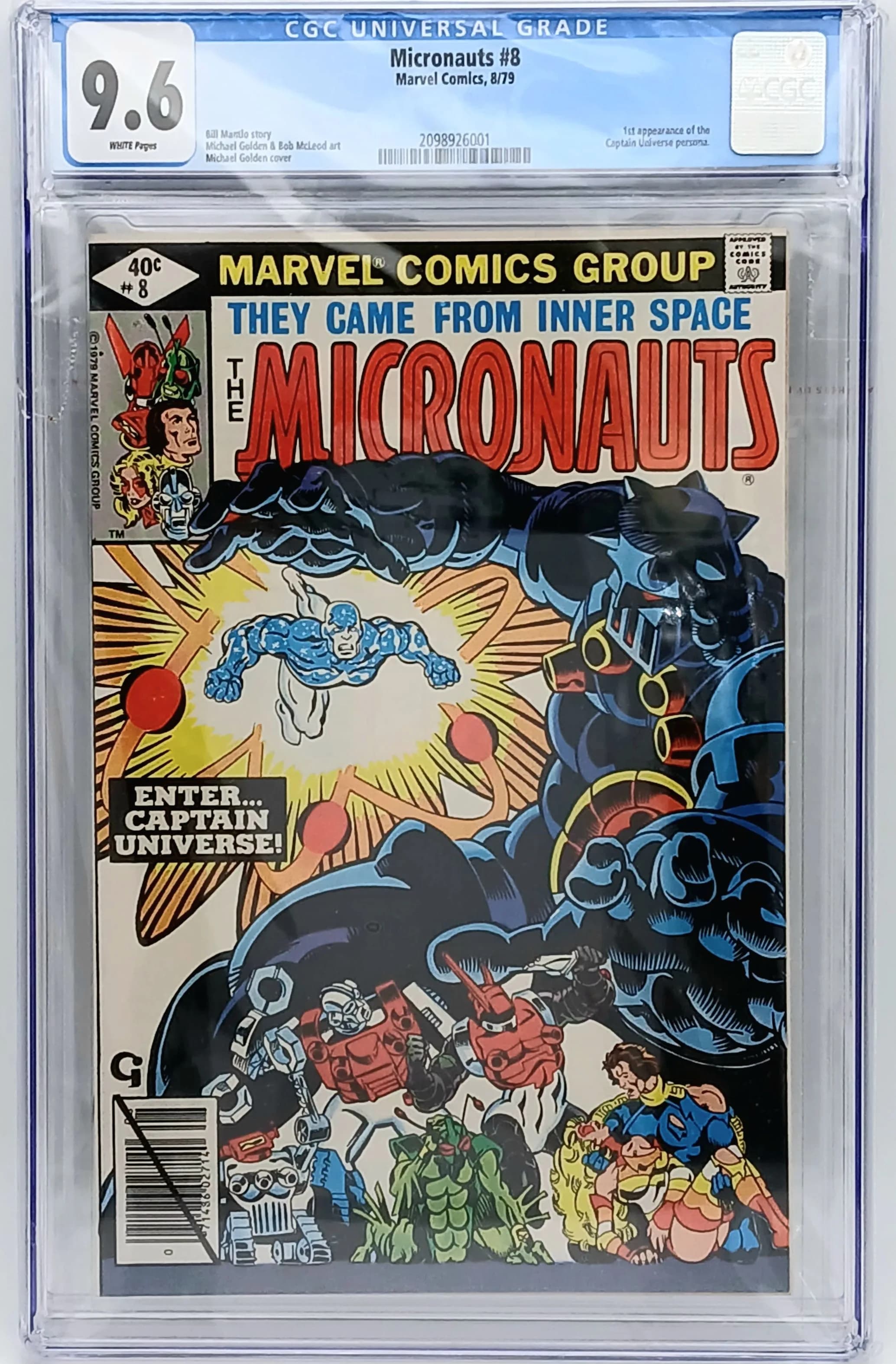 A 9.6 CGC Rated, Encapsulated Marvel, Micronauts comic #8. 1979.